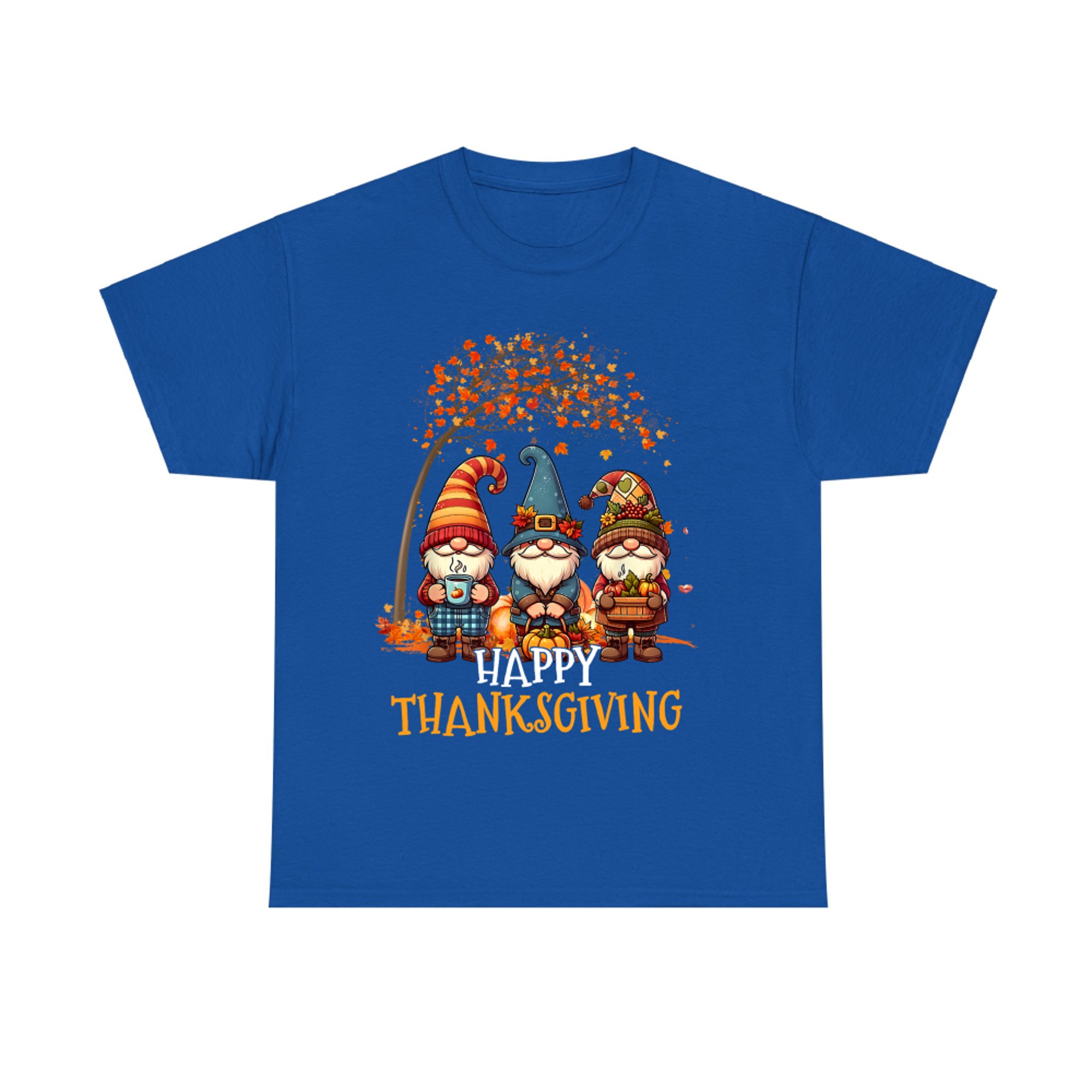 Happy Thanksgiving Gnomes Pumpkin Autumn Leaves T-Shirt