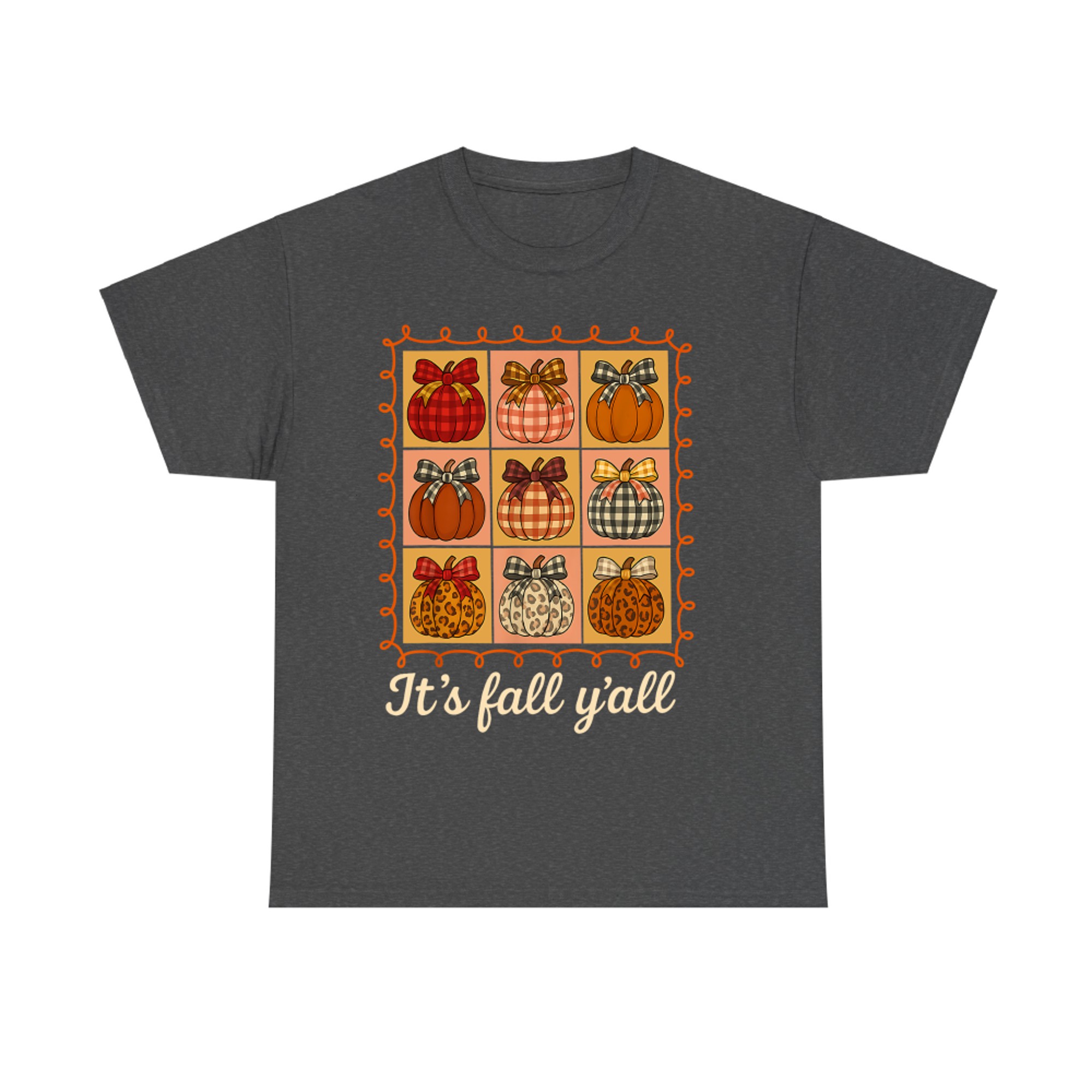 It's Fall Y'all Fall Autumn Stamp Pumpkin Cozy Bow T-Shirt