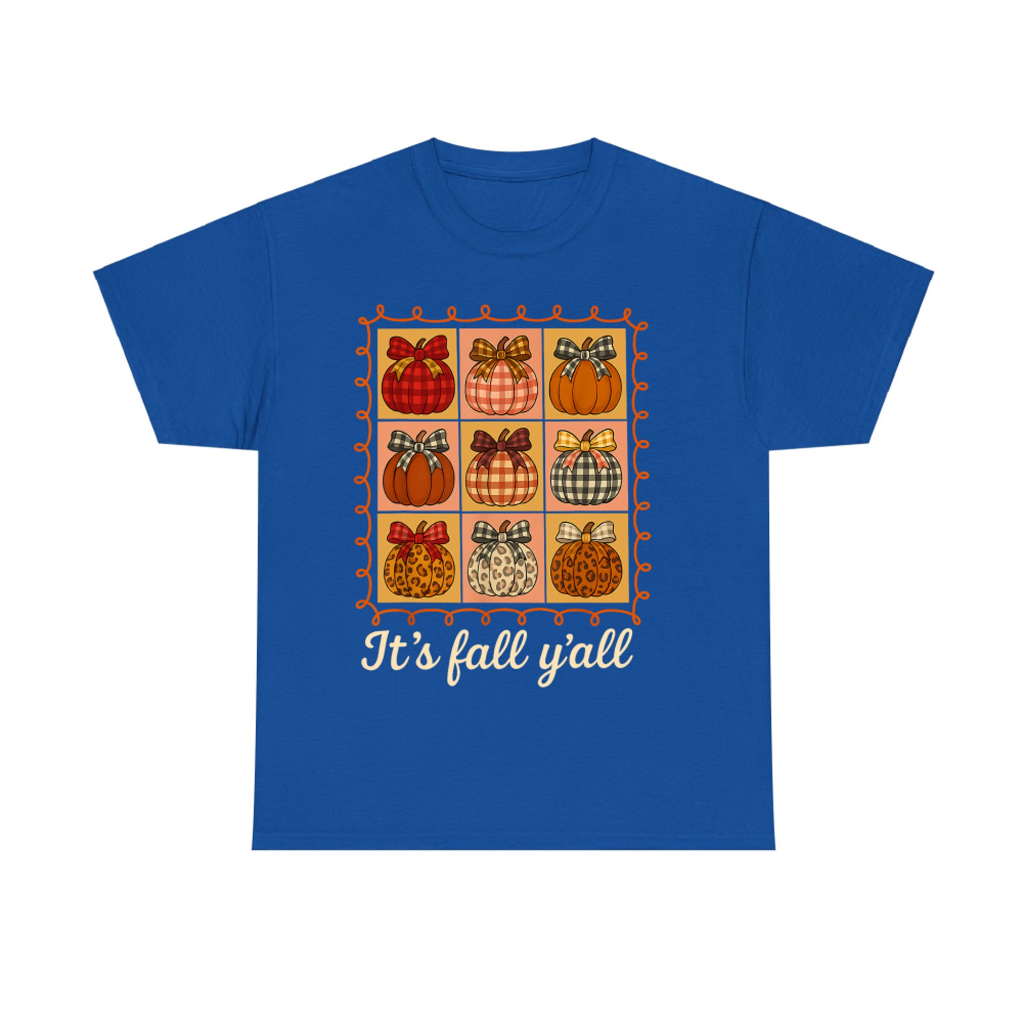 It's Fall Y'all Fall Autumn Stamp Pumpkin Cozy Bow T-Shirt