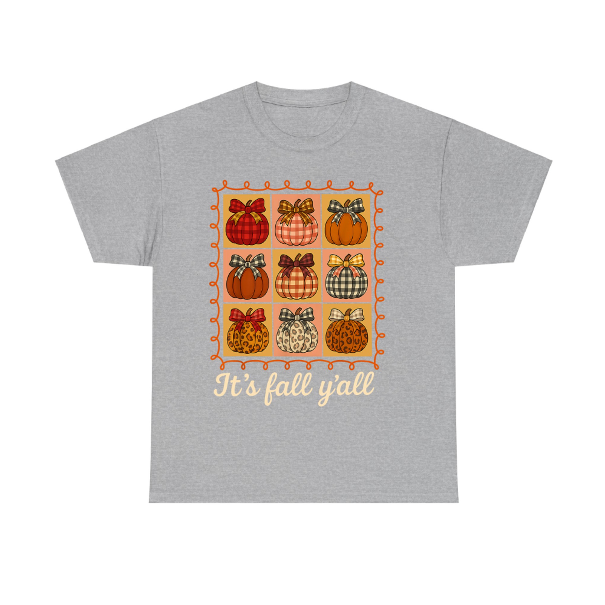 It's Fall Y'all Fall Autumn Stamp Pumpkin Cozy Bow T-Shirt