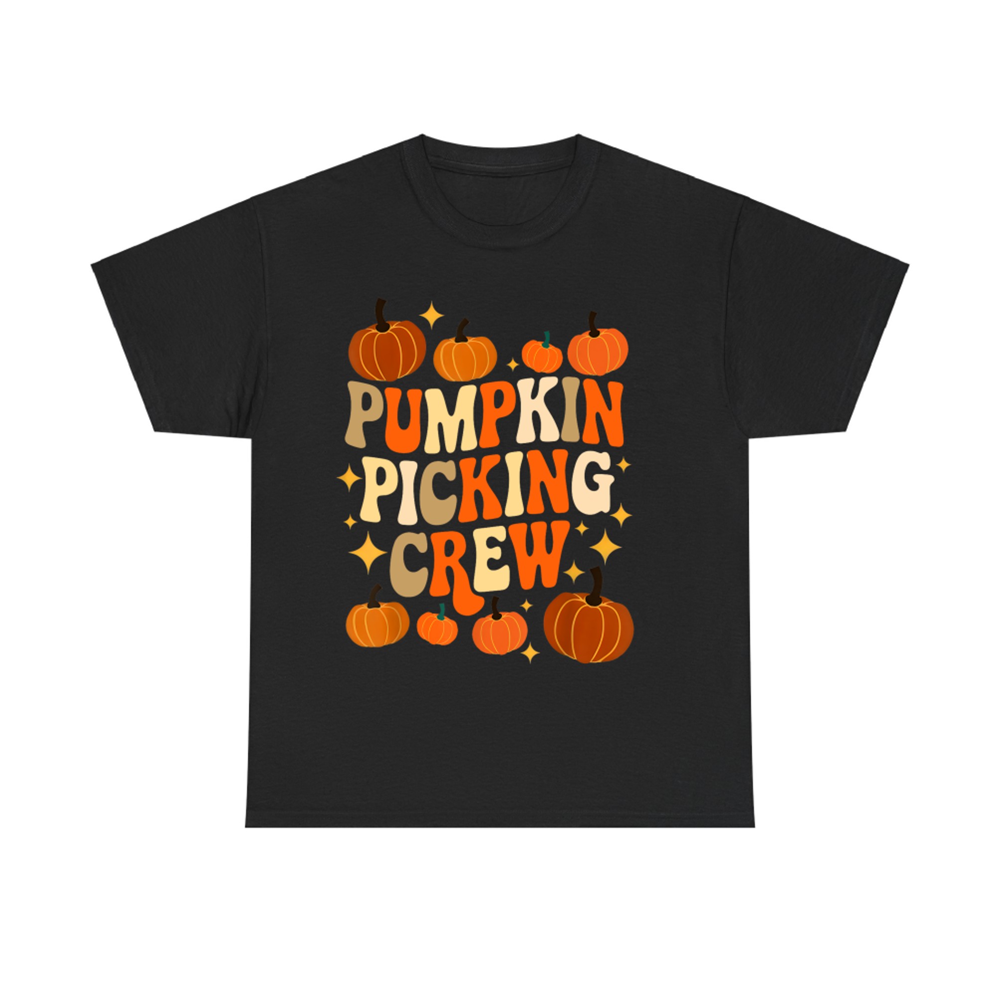 Pumpkin Picking Crew Groovy Matching Family Autumn T-Shirt