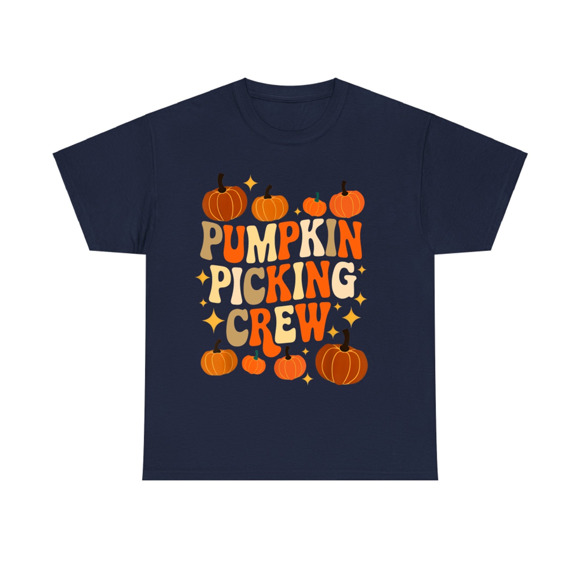 Pumpkin Picking Crew Groovy Matching Family Autumn T-Shirt