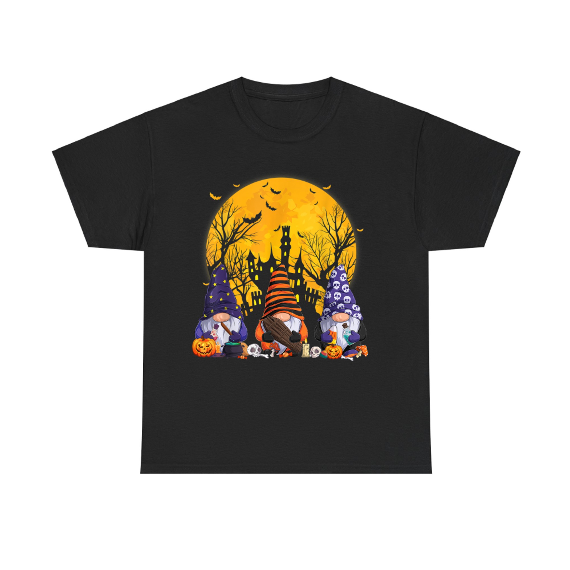 Spooky Gnome Halloween Cute Witches & Haunted Moon T-Shirt