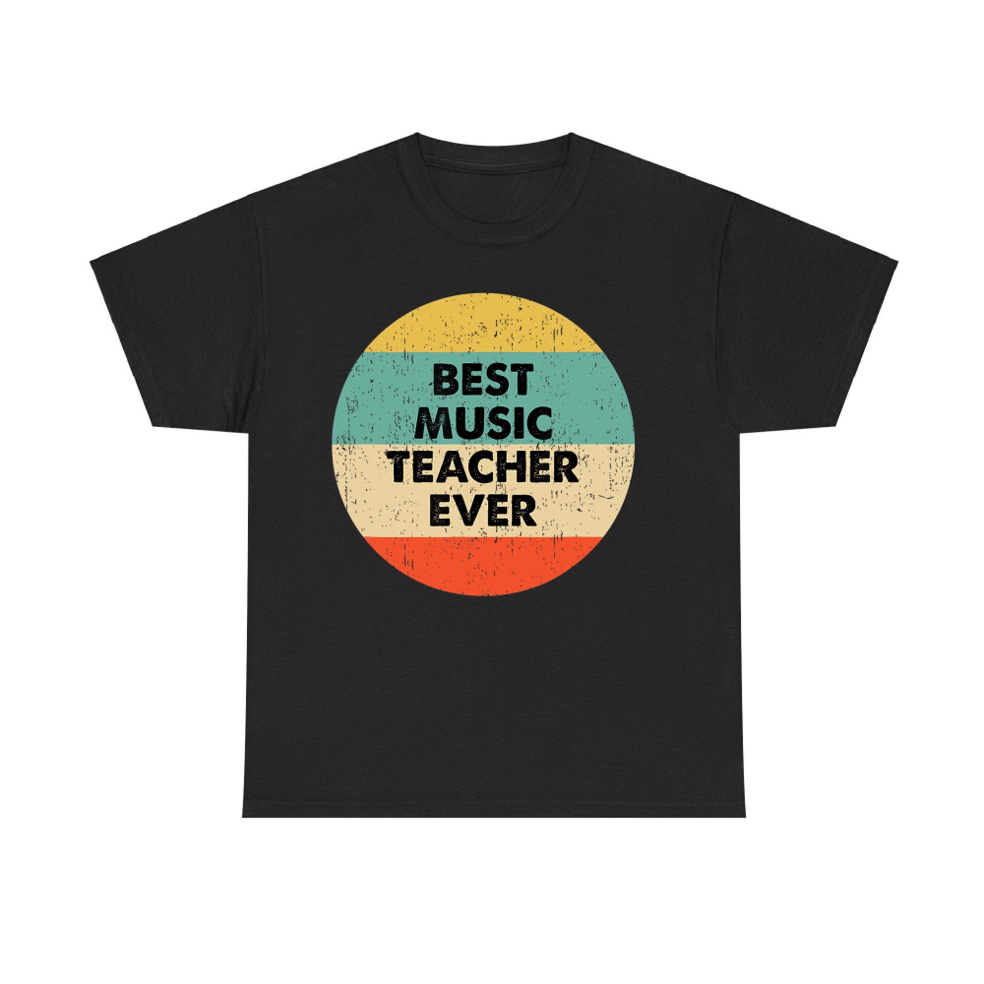 Best Music Teacher Ever Retro Circle Appreciation Gift Design T-Shirt