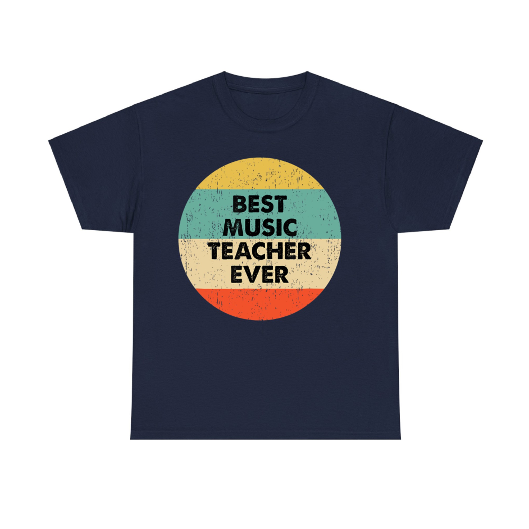 Best Music Teacher Ever Retro Circle Appreciation Gift Design T-Shirt