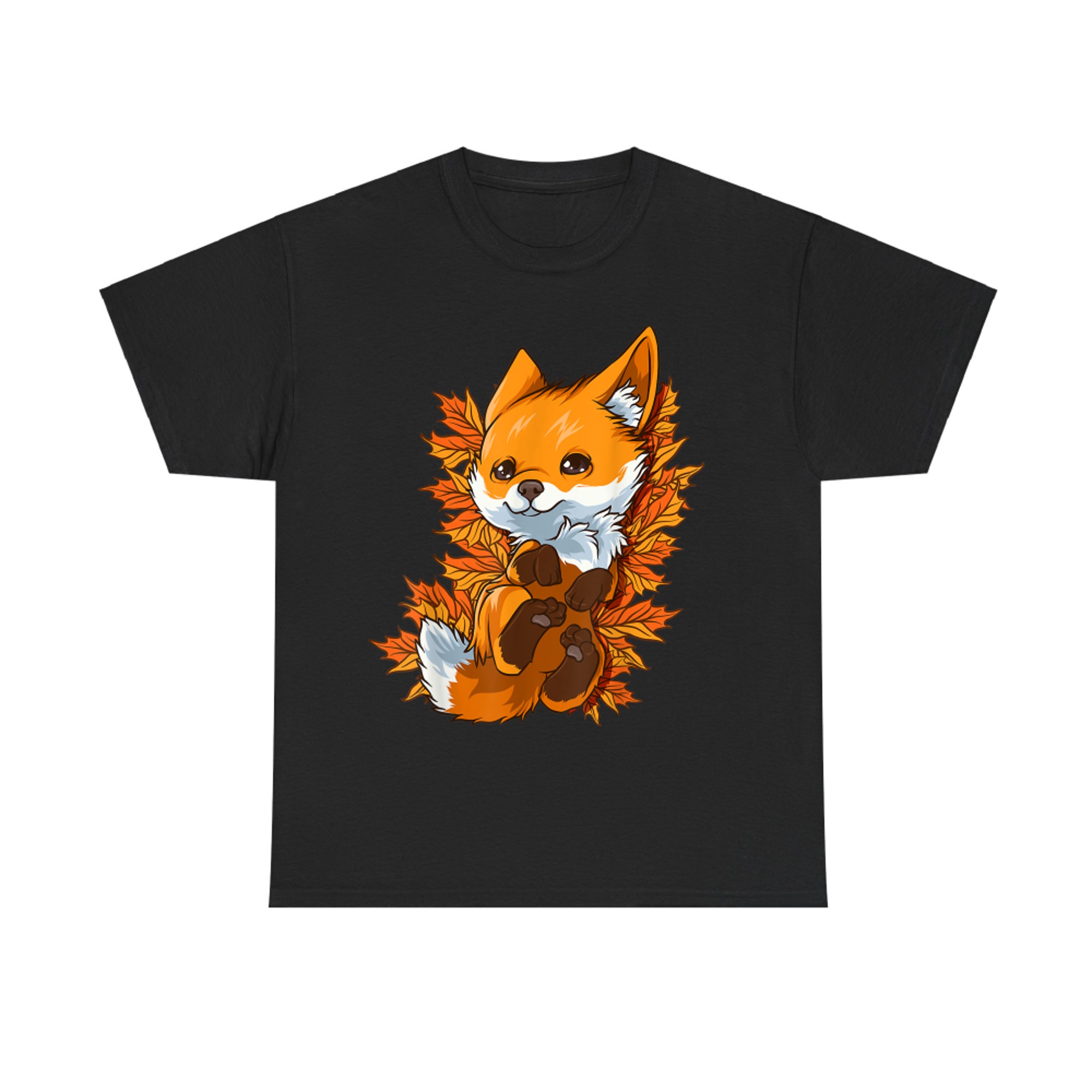 Cute Baby Fox in Autumn Leaves Fall Forest Animal T-Shirt