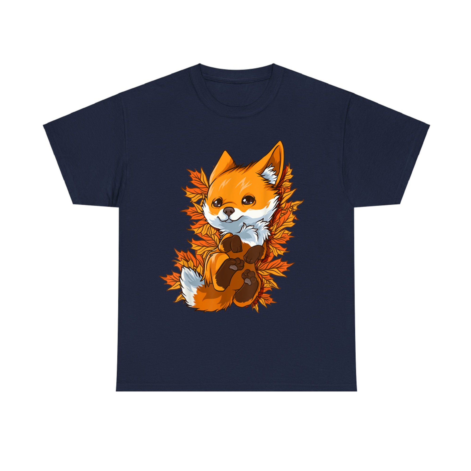 Cute Baby Fox in Autumn Leaves Fall Forest Animal T-Shirt