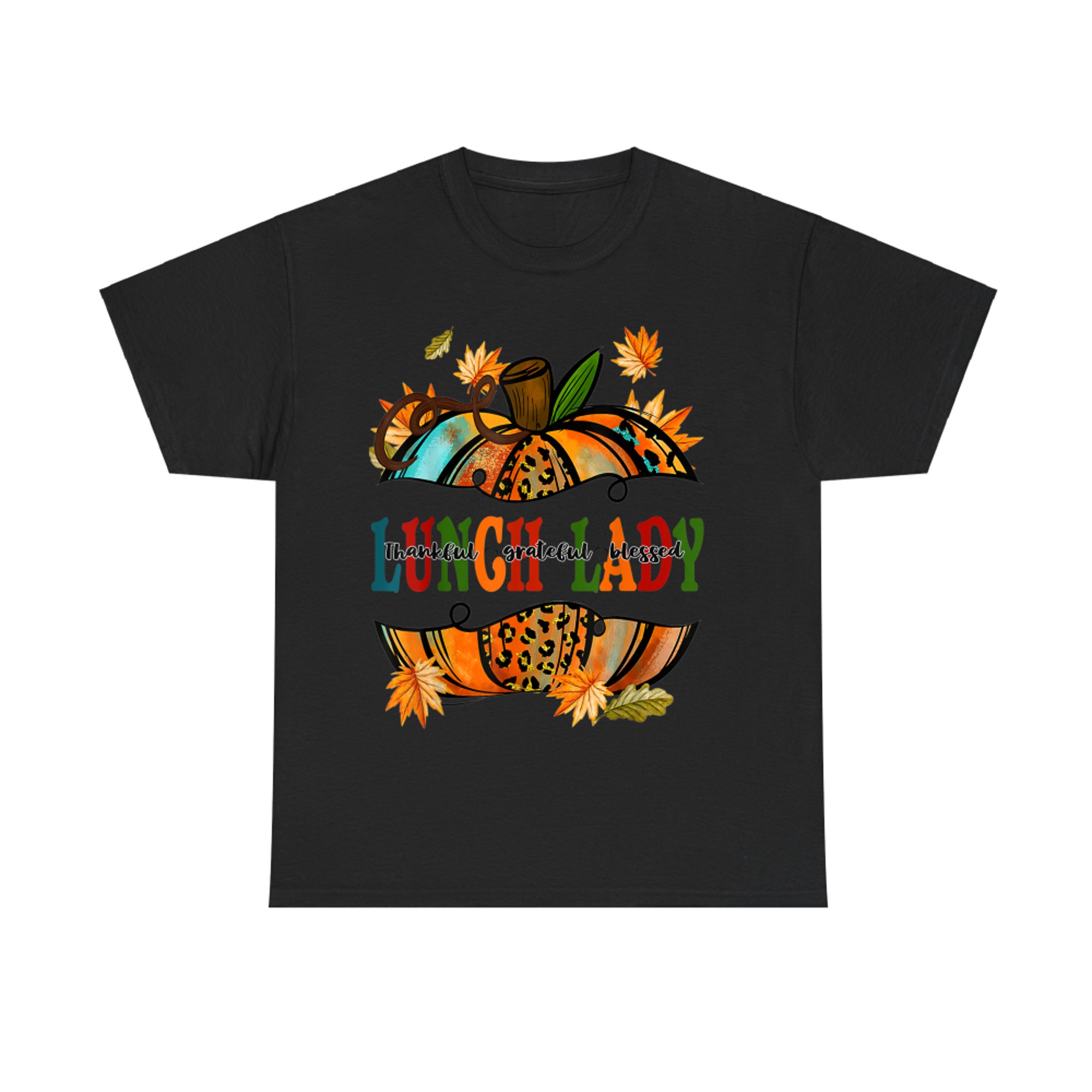 Lunch Lady Leopard Pumpkin Fall Autumn Thanksgiving T-Shirt