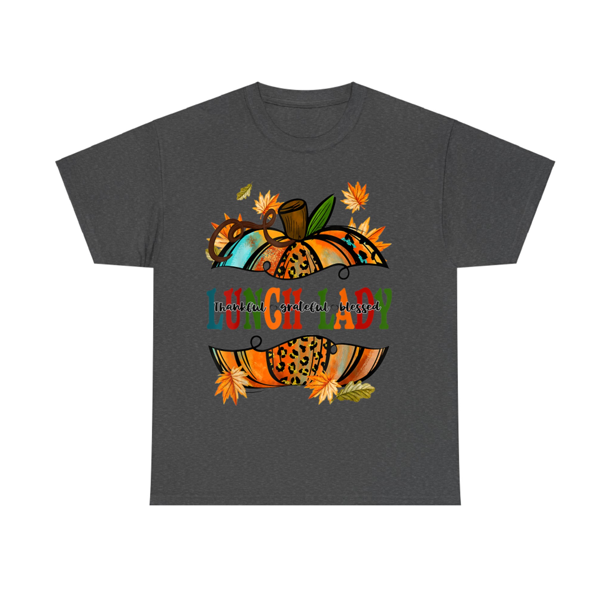 Lunch Lady Leopard Pumpkin Fall Autumn Thanksgiving T-Shirt