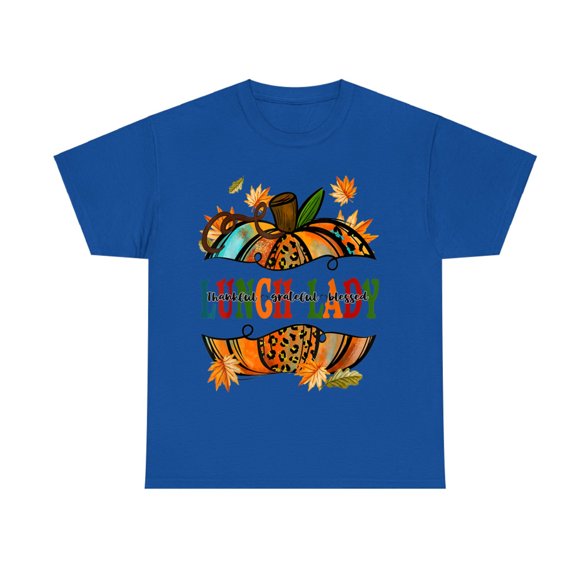 Lunch Lady Leopard Pumpkin Fall Autumn Thanksgiving T-Shirt