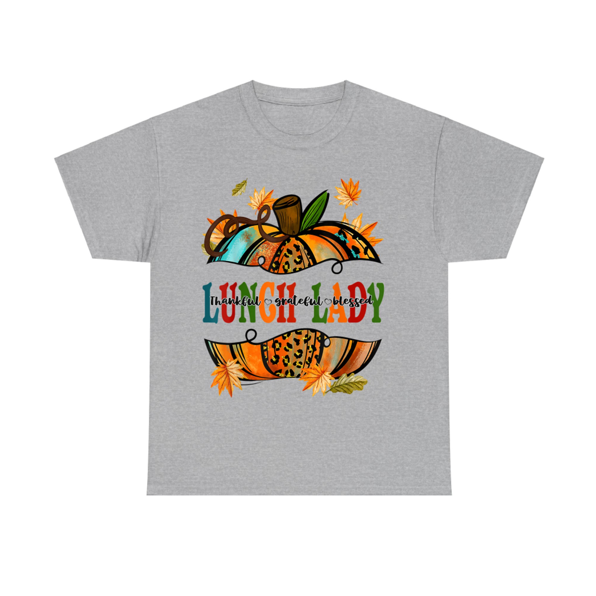 Lunch Lady Leopard Pumpkin Fall Autumn Thanksgiving T-Shirt