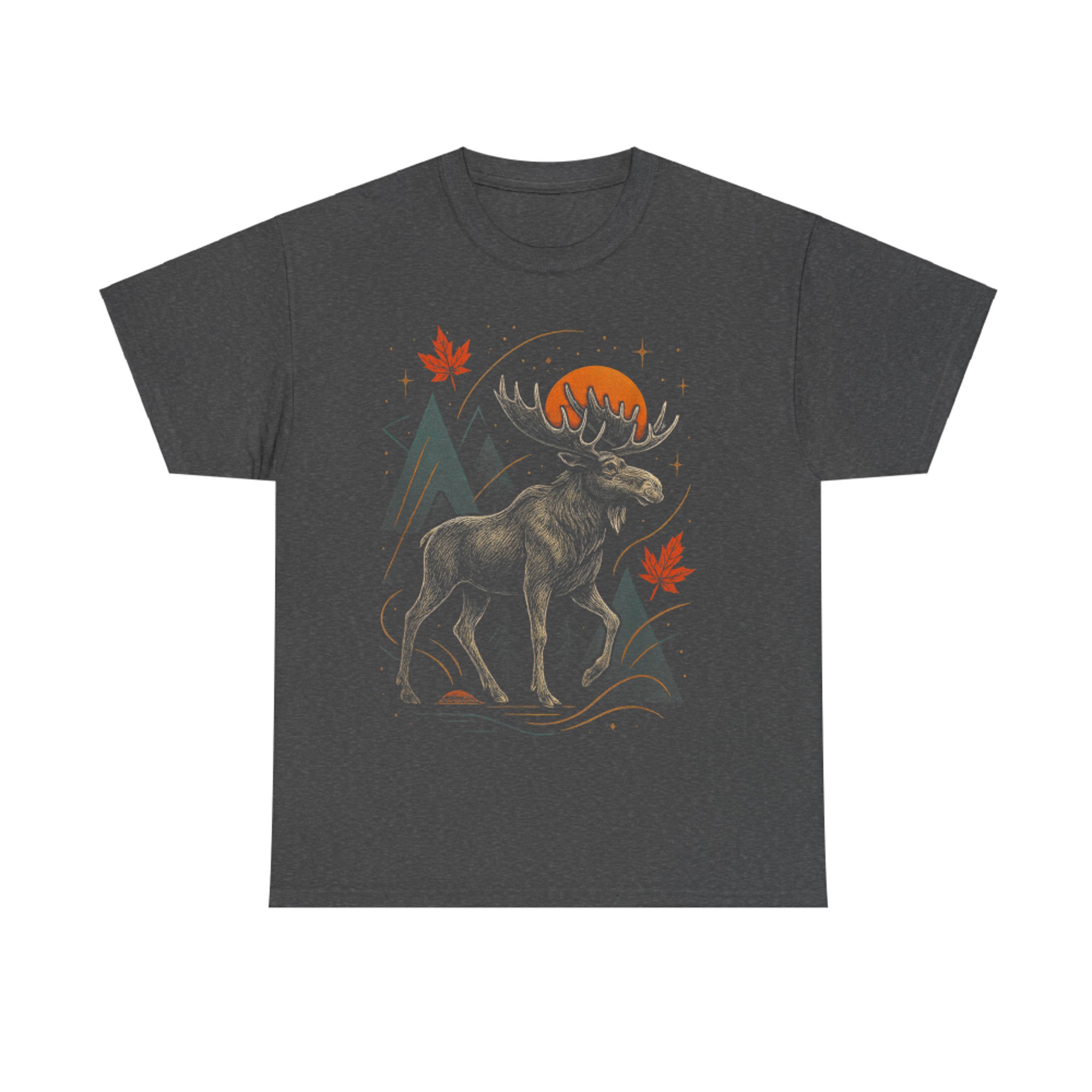 Moose Forest Sunset Adventure Autumn Leaves Mountains T-Shirt