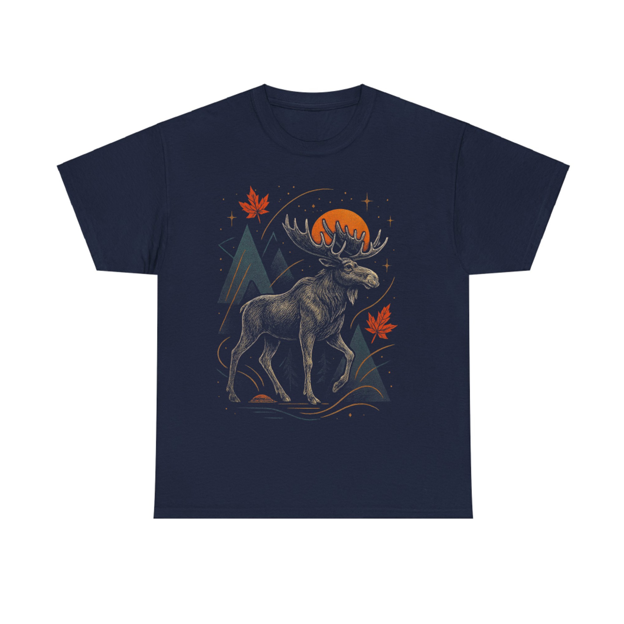 Moose Forest Sunset Adventure Autumn Leaves Mountains T-Shirt