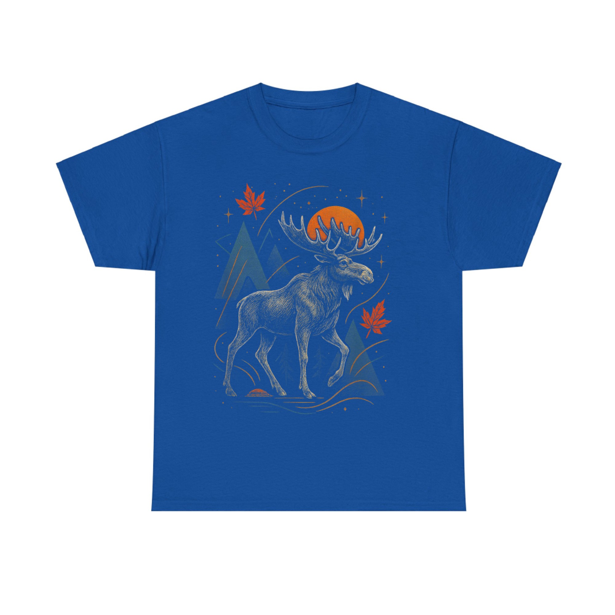 Moose Forest Sunset Adventure Autumn Leaves Mountains T-Shirt