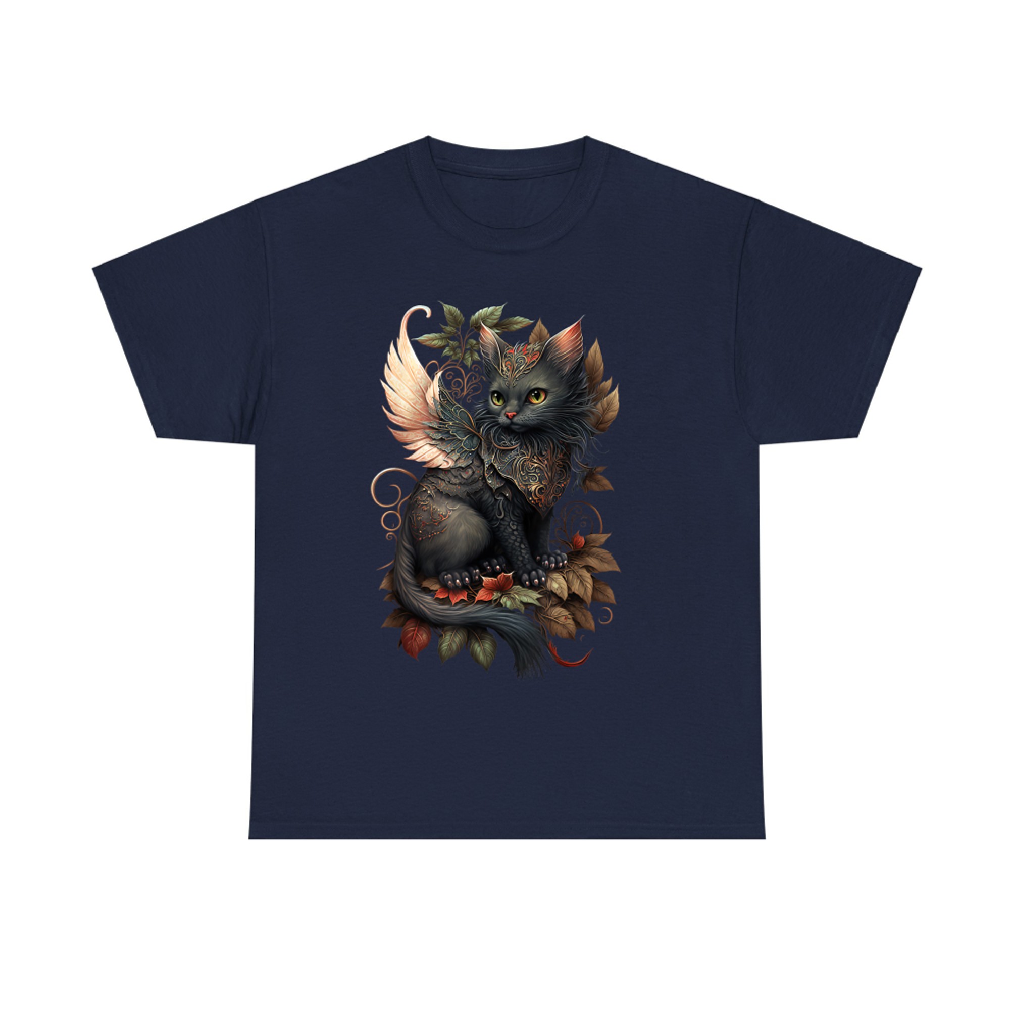 Mystical Autumn Fairy Cat Wings Enchanted Armor T-Shirt