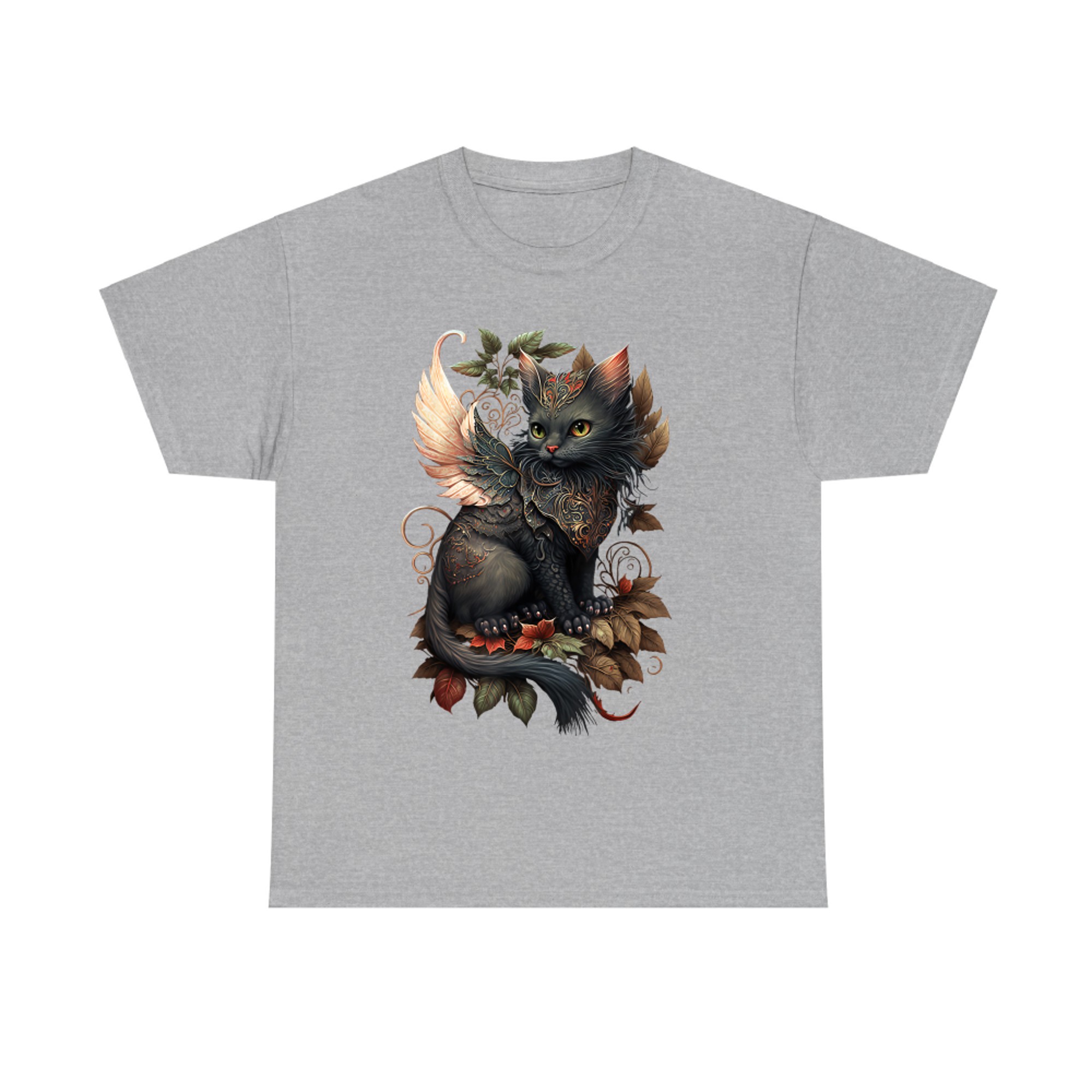 Mystical Autumn Fairy Cat Wings Enchanted Armor T-Shirt