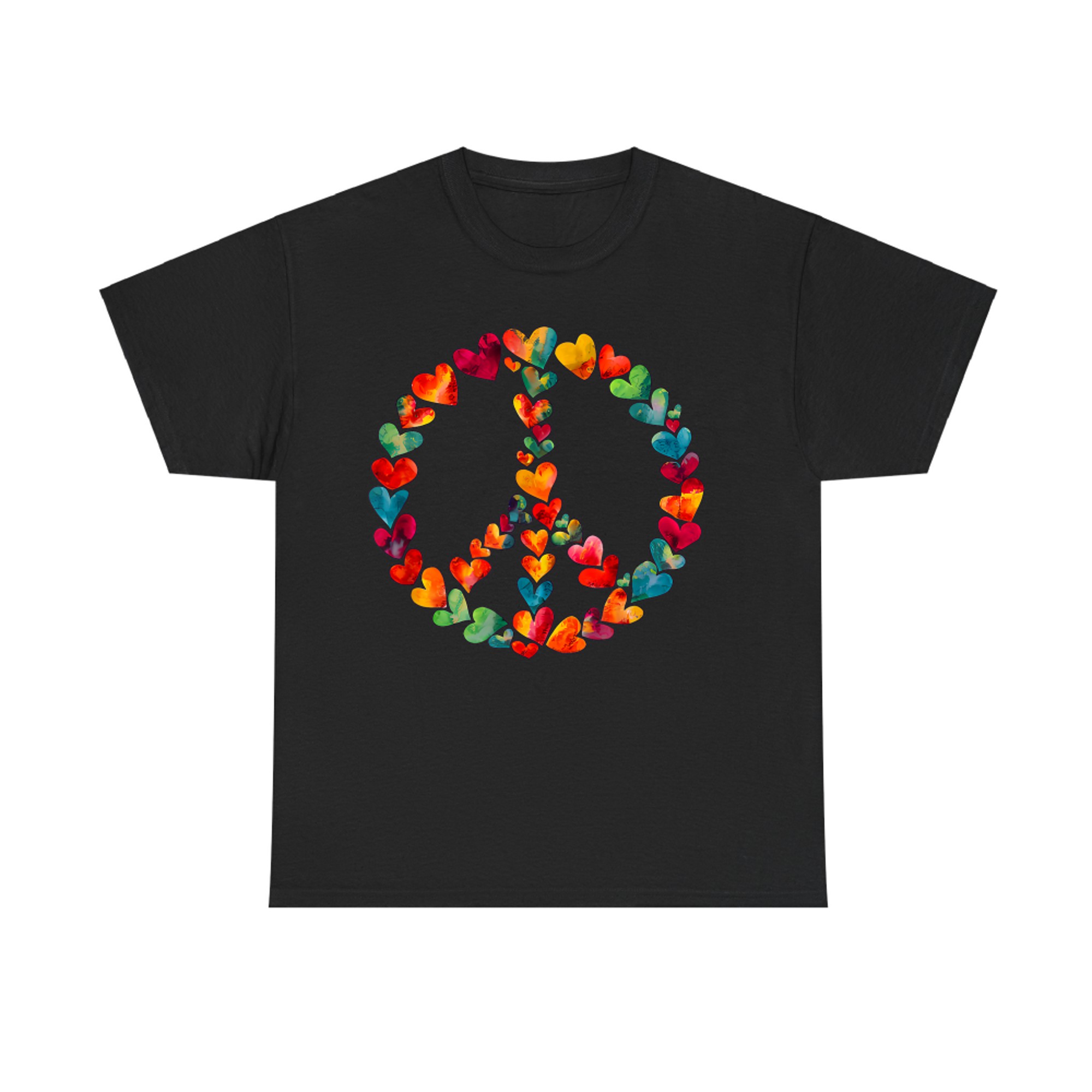 Pretty Peace Sign Autumn Leaves Hearts 60s 70s Peace T-Shirt