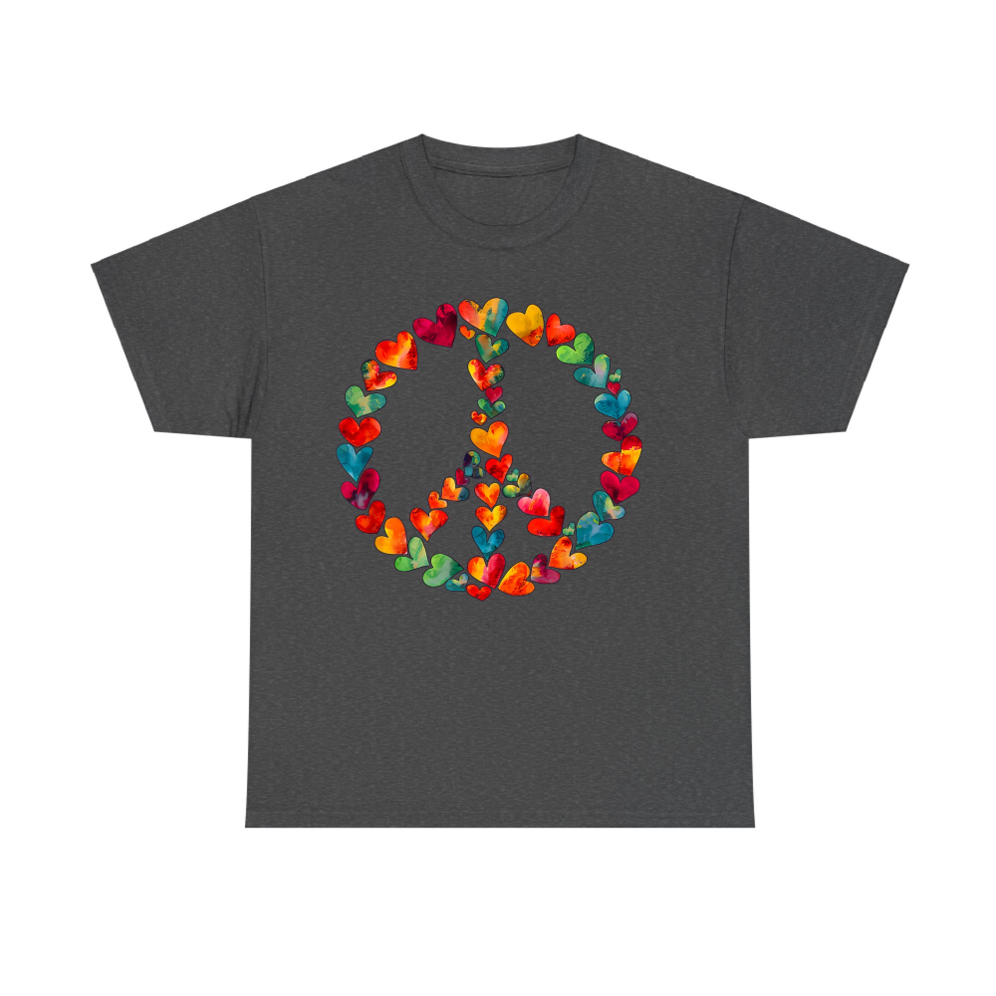 Pretty Peace Sign Autumn Leaves Hearts 60s 70s Peace T-Shirt