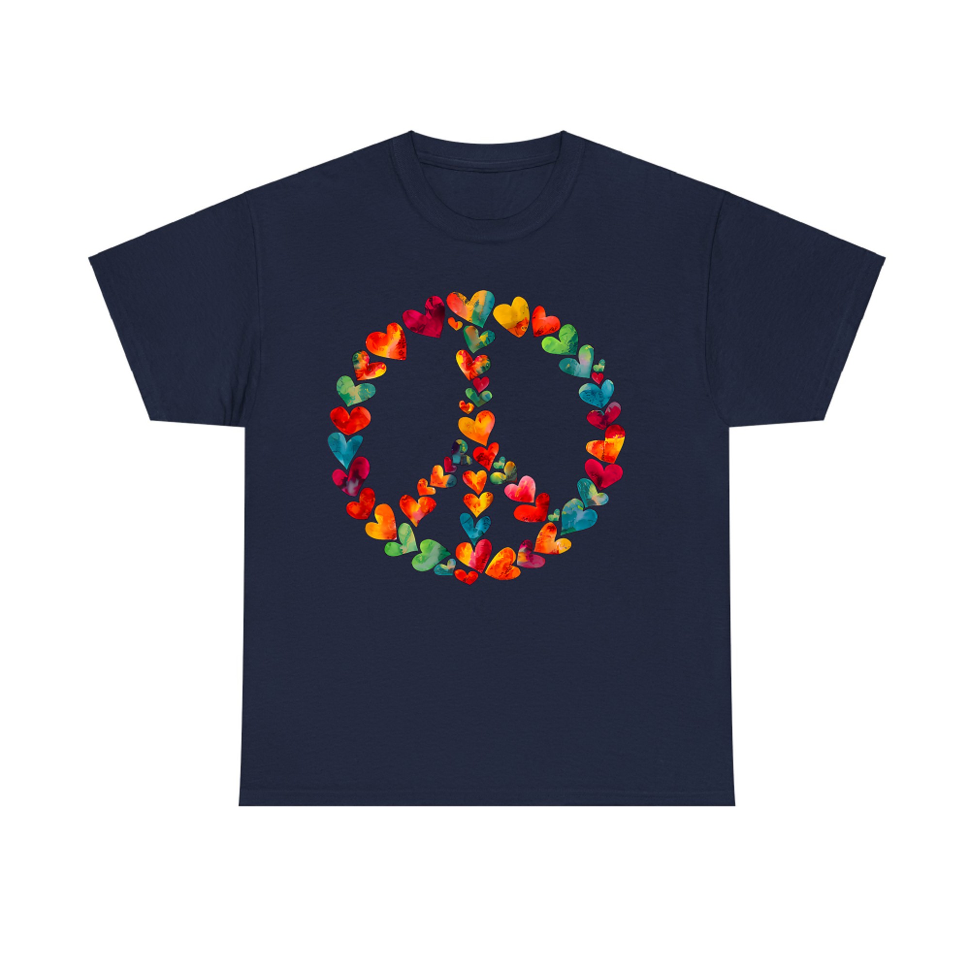 Pretty Peace Sign Autumn Leaves Hearts 60s 70s Peace T-Shirt
