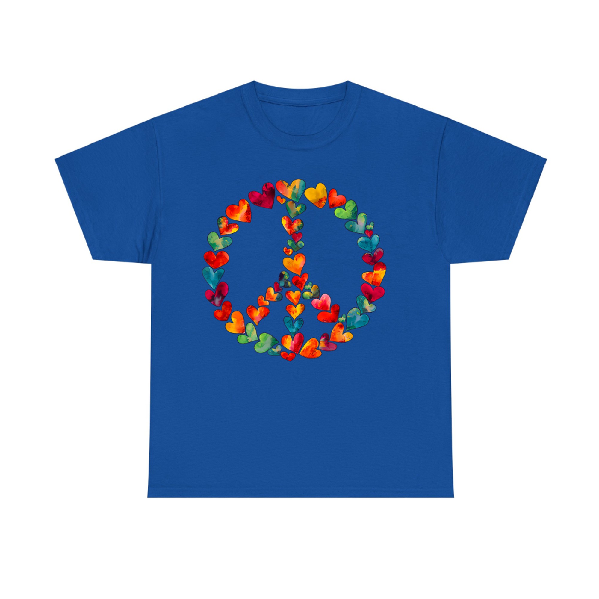 Pretty Peace Sign Autumn Leaves Hearts 60s 70s Peace T-Shirt