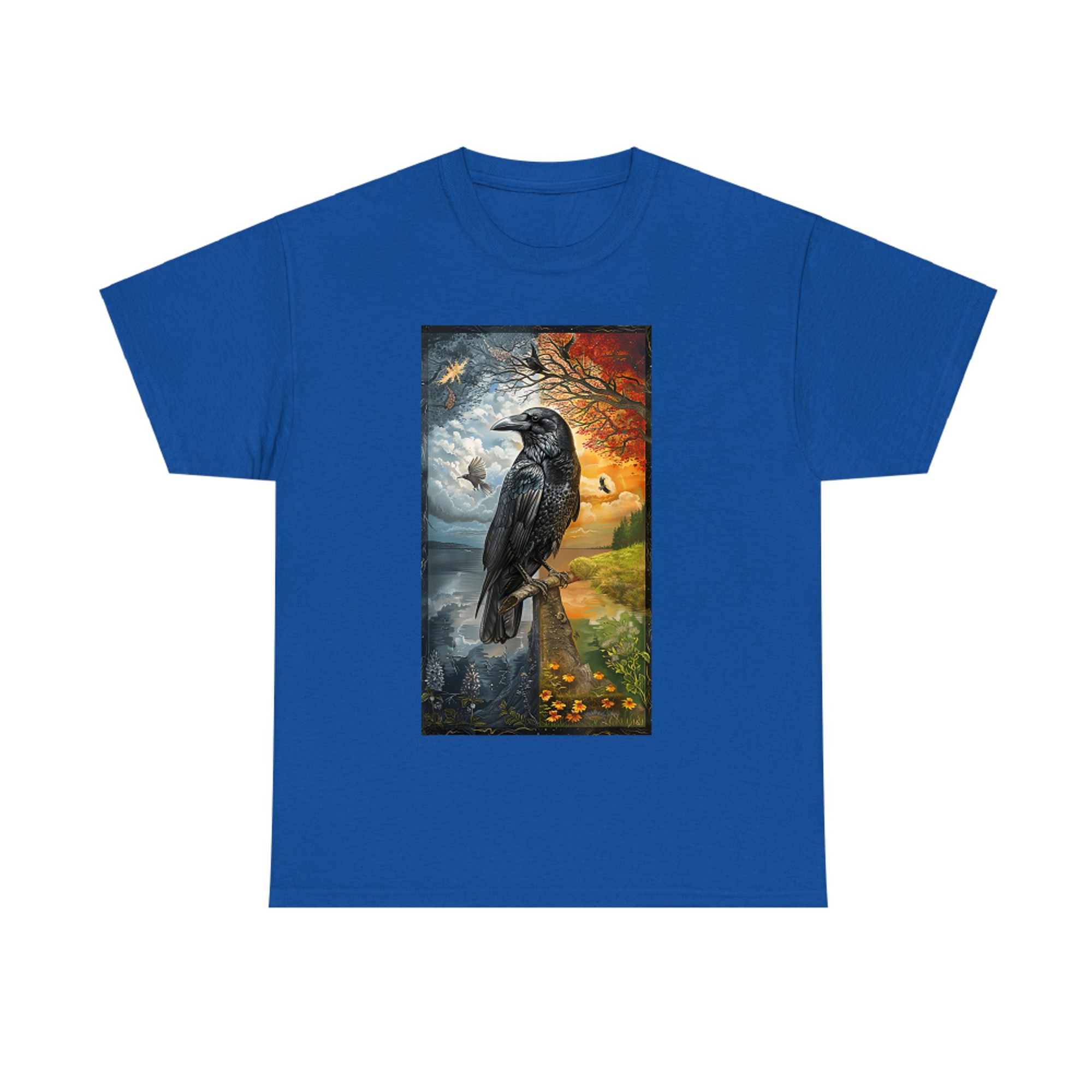 Raven Seasons Landscape Nature Bird Autumn Winter Sky T-Shirt