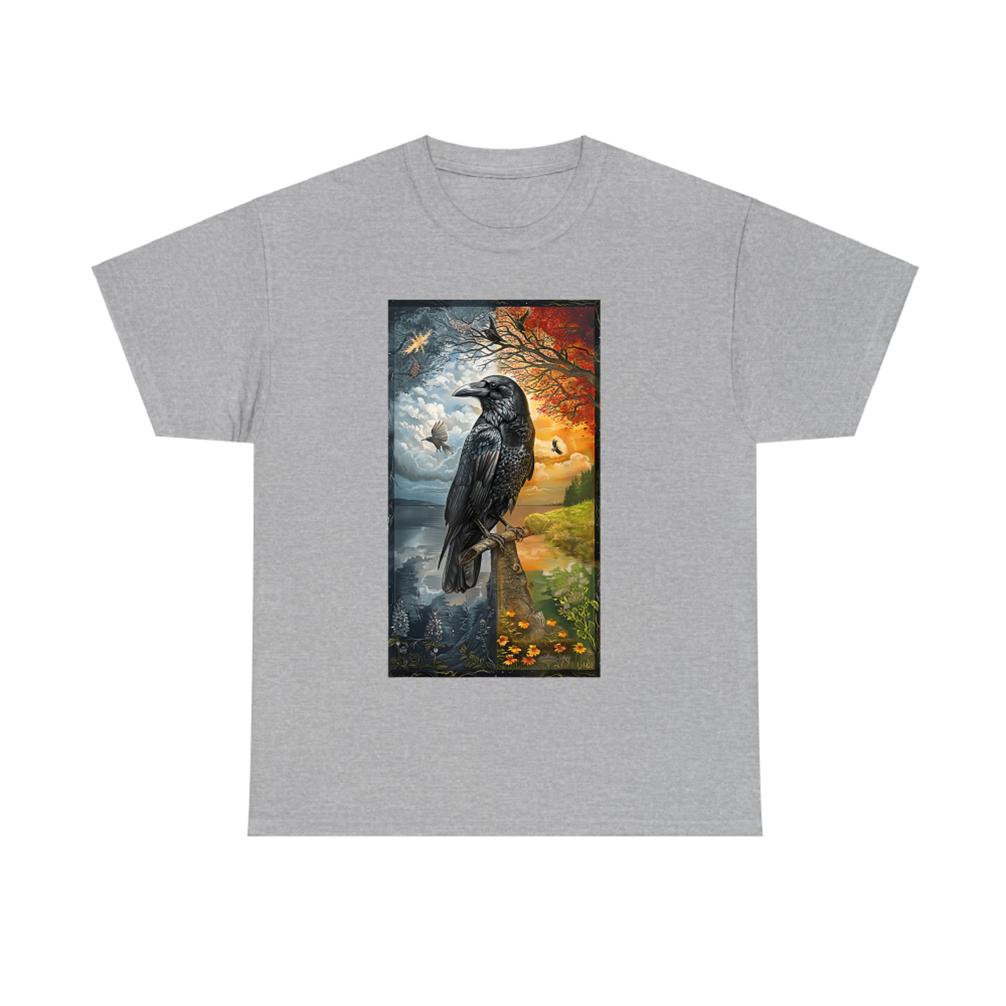 Raven Seasons Landscape Nature Bird Autumn Winter Sky T-Shirt