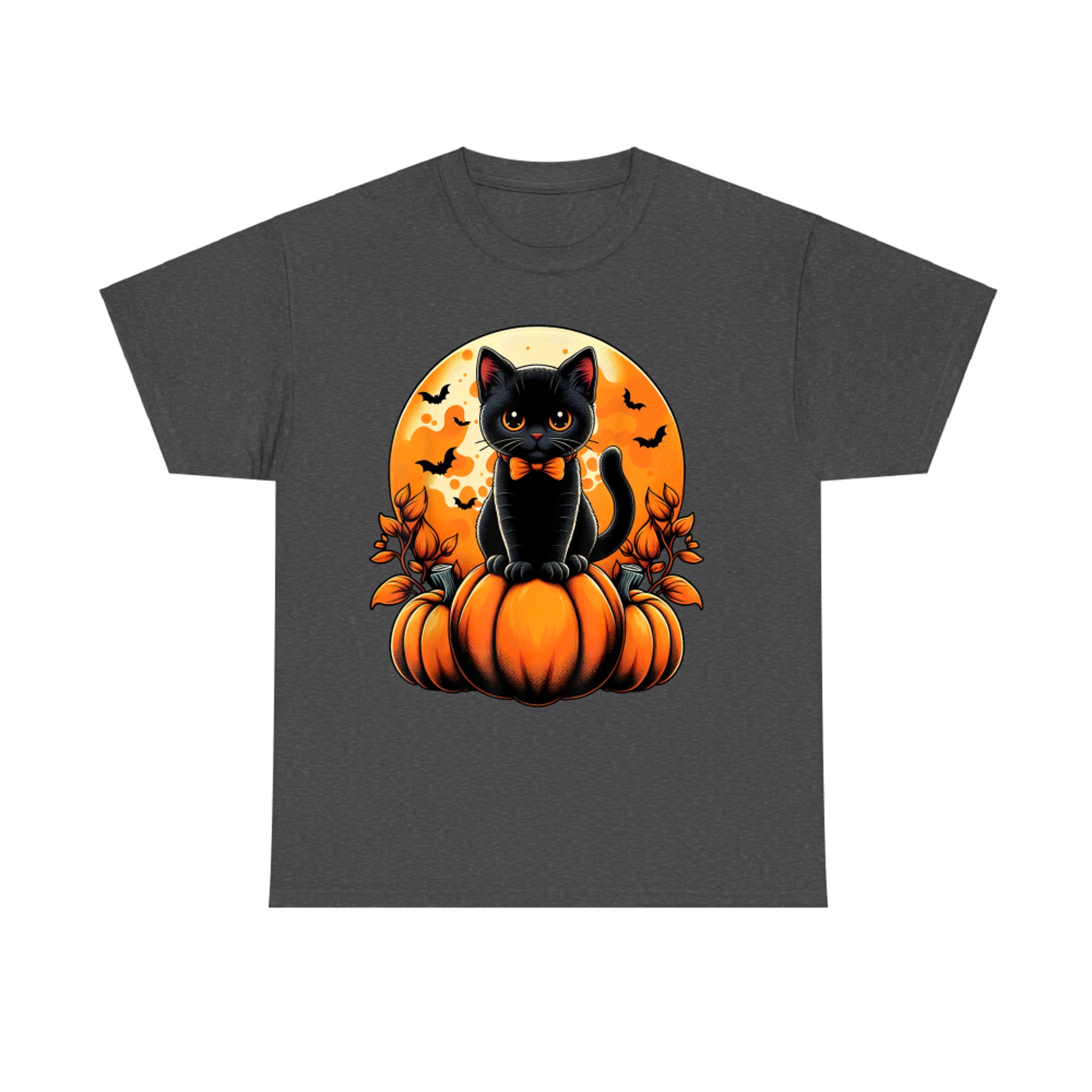 Retro Black Cat Pumpkin Halloween Costume Fall Autumn Season T-Shirt