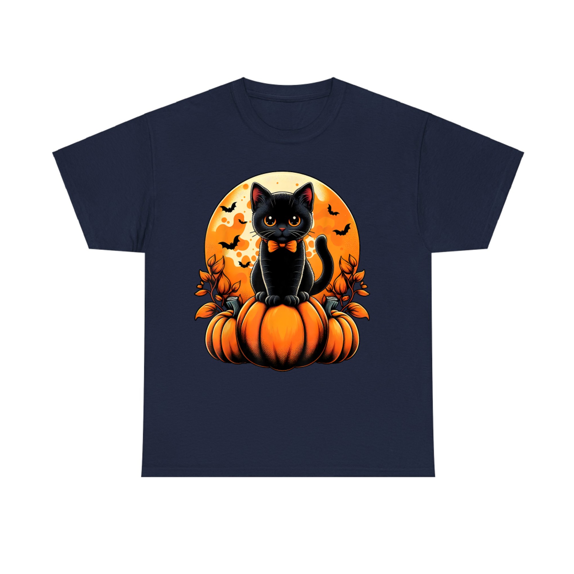 Retro Black Cat Pumpkin Halloween Costume Fall Autumn Season T-Shirt