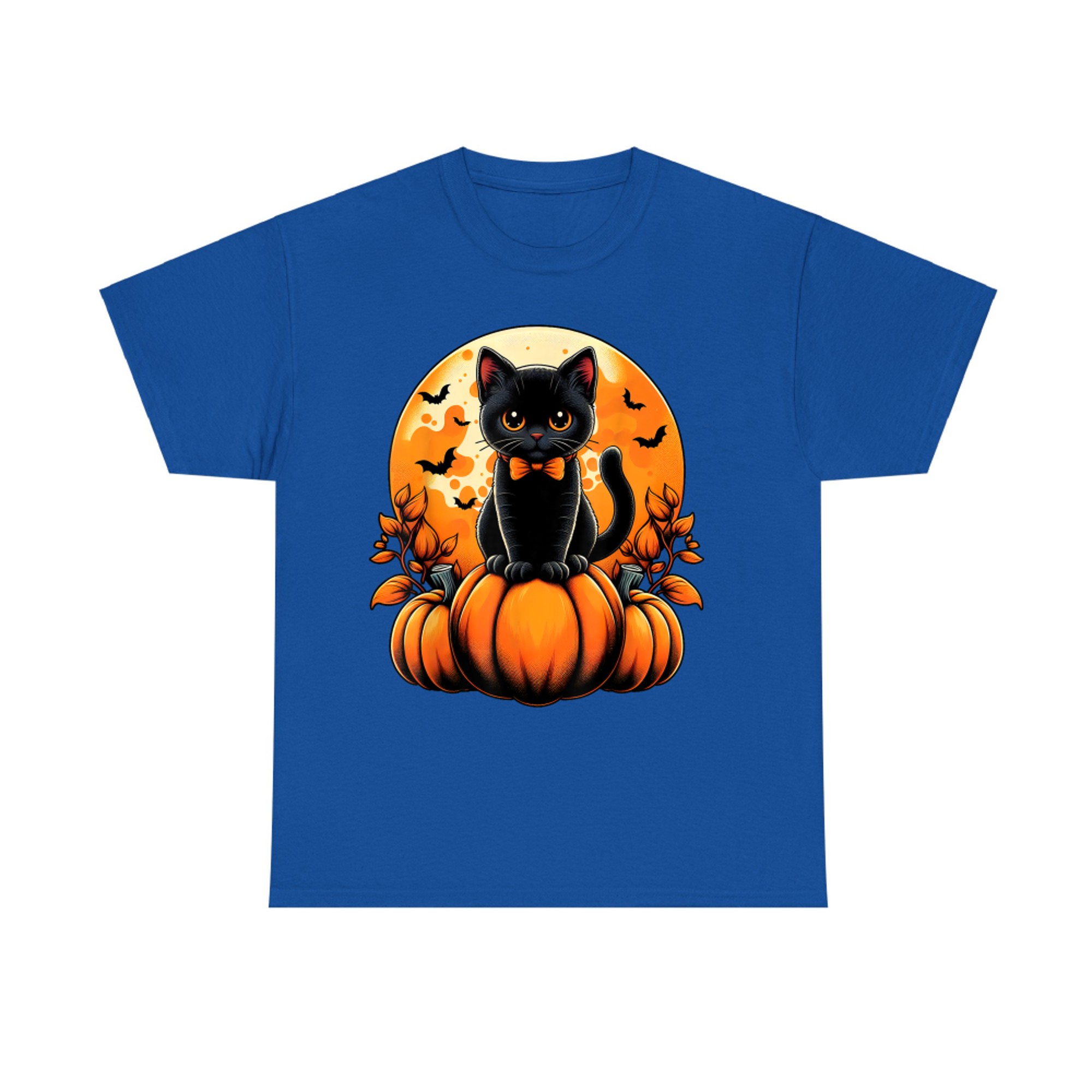 Retro Black Cat Pumpkin Halloween Costume Fall Autumn Season T-Shirt