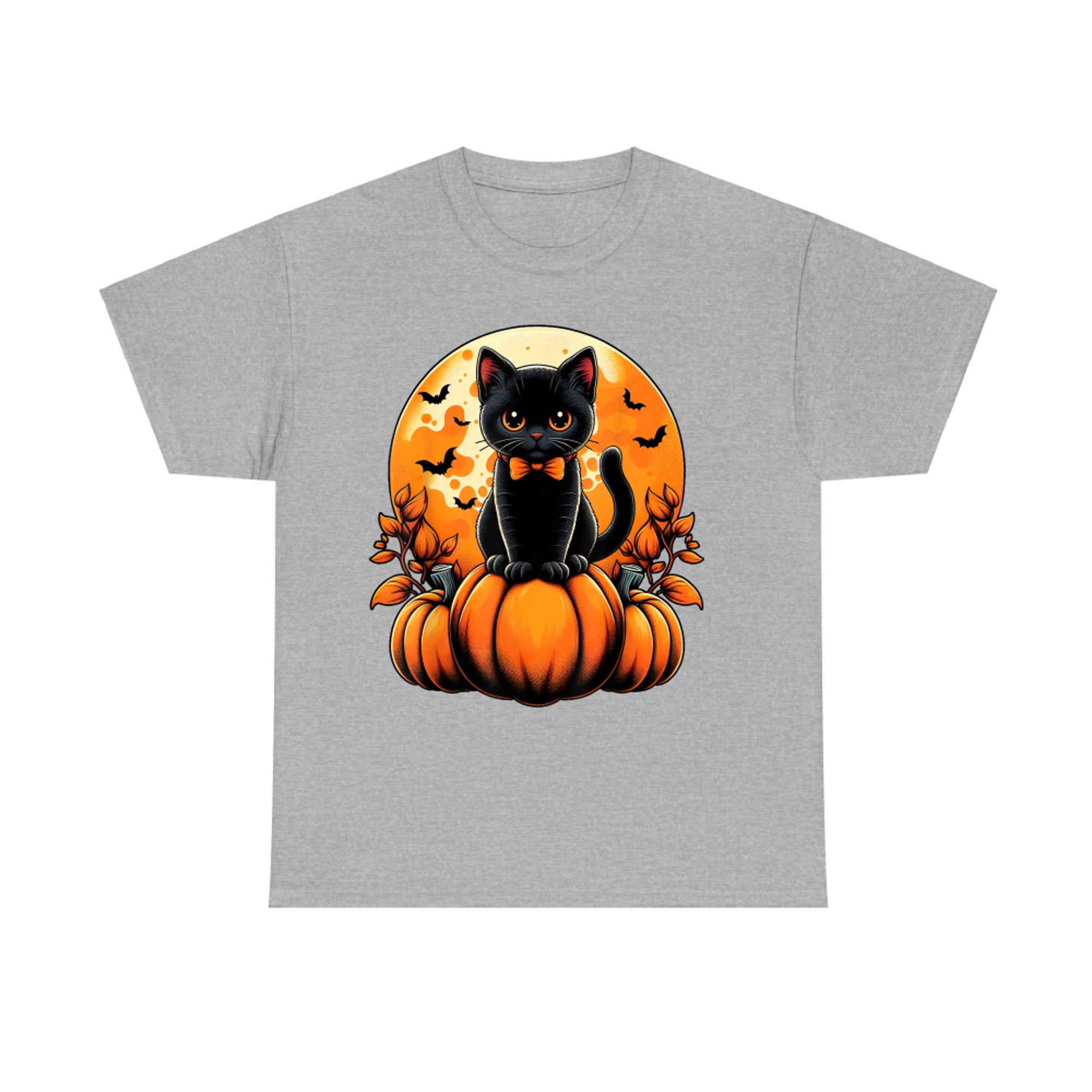 Retro Black Cat Pumpkin Halloween Costume Fall Autumn Season T-Shirt