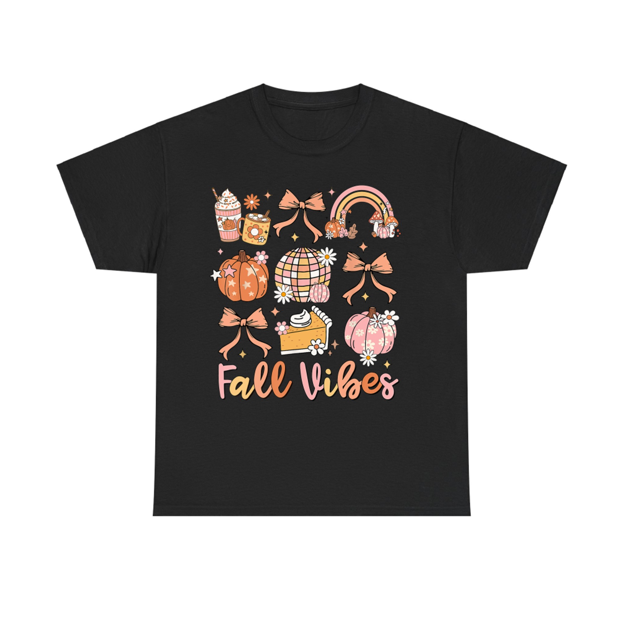 Retro Coffee Fall Vibes Autumn Coquette Pumpkin Thanksgiving T-Shirt