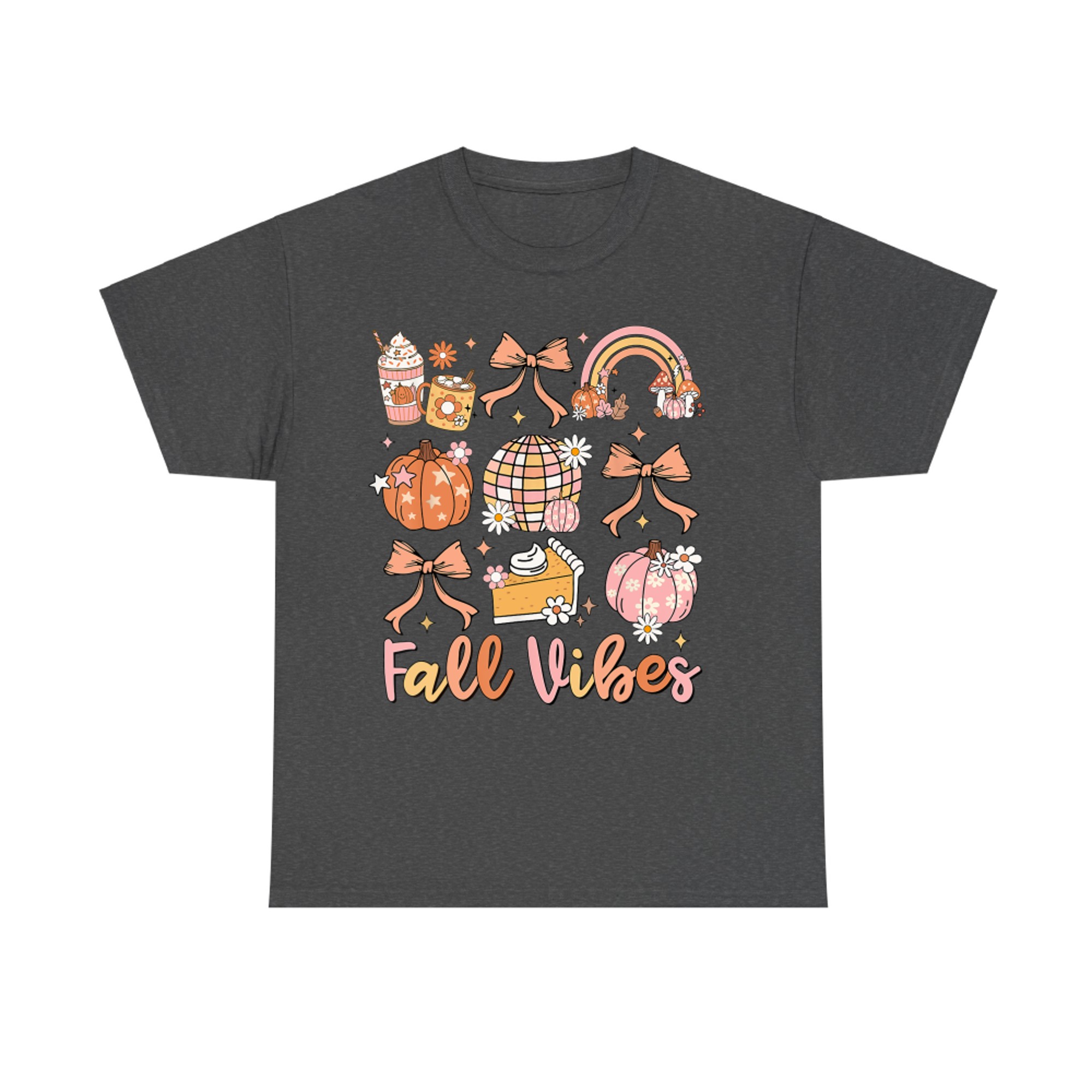 Retro Coffee Fall Vibes Autumn Coquette Pumpkin Thanksgiving T-Shirt