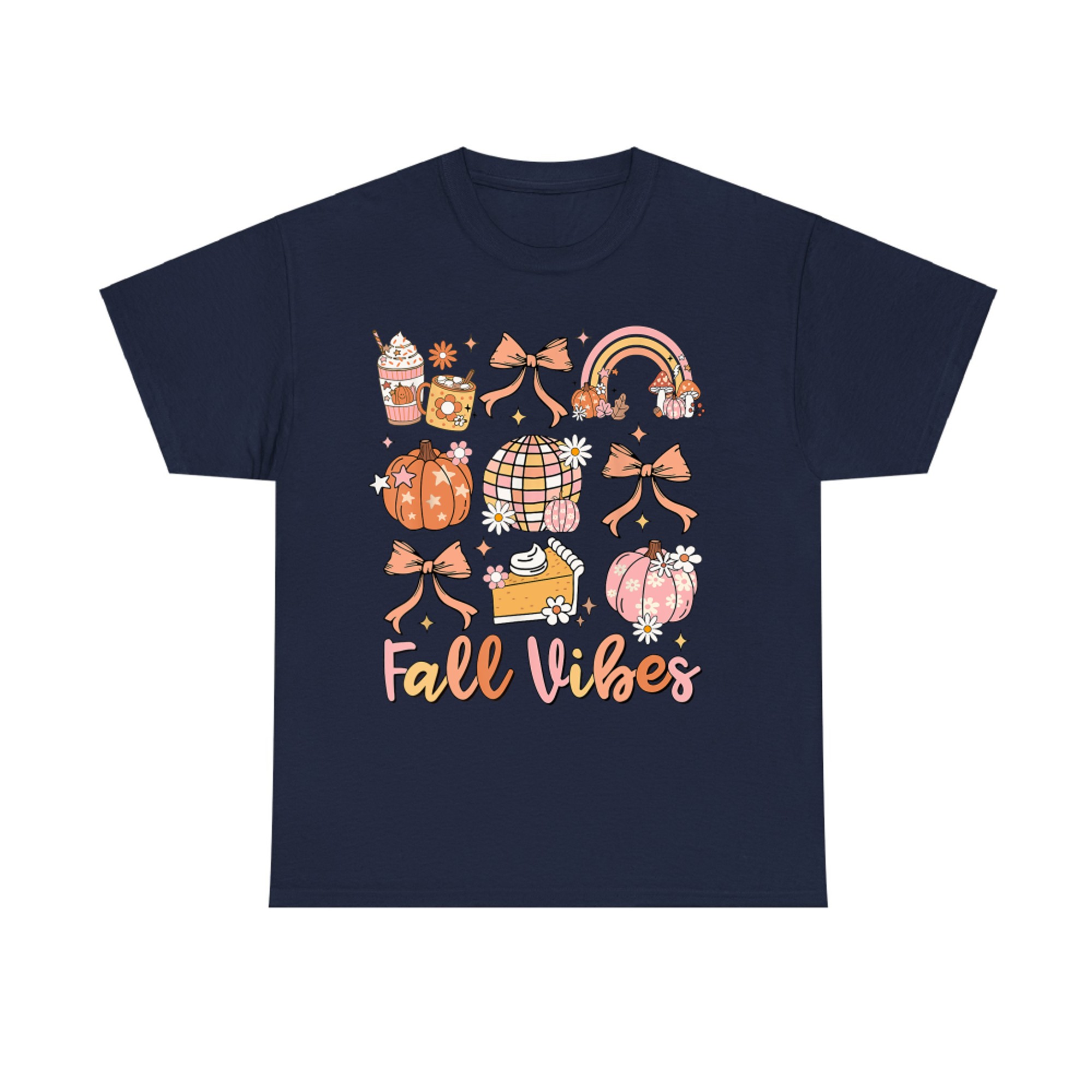 Retro Coffee Fall Vibes Autumn Coquette Pumpkin Thanksgiving T-Shirt