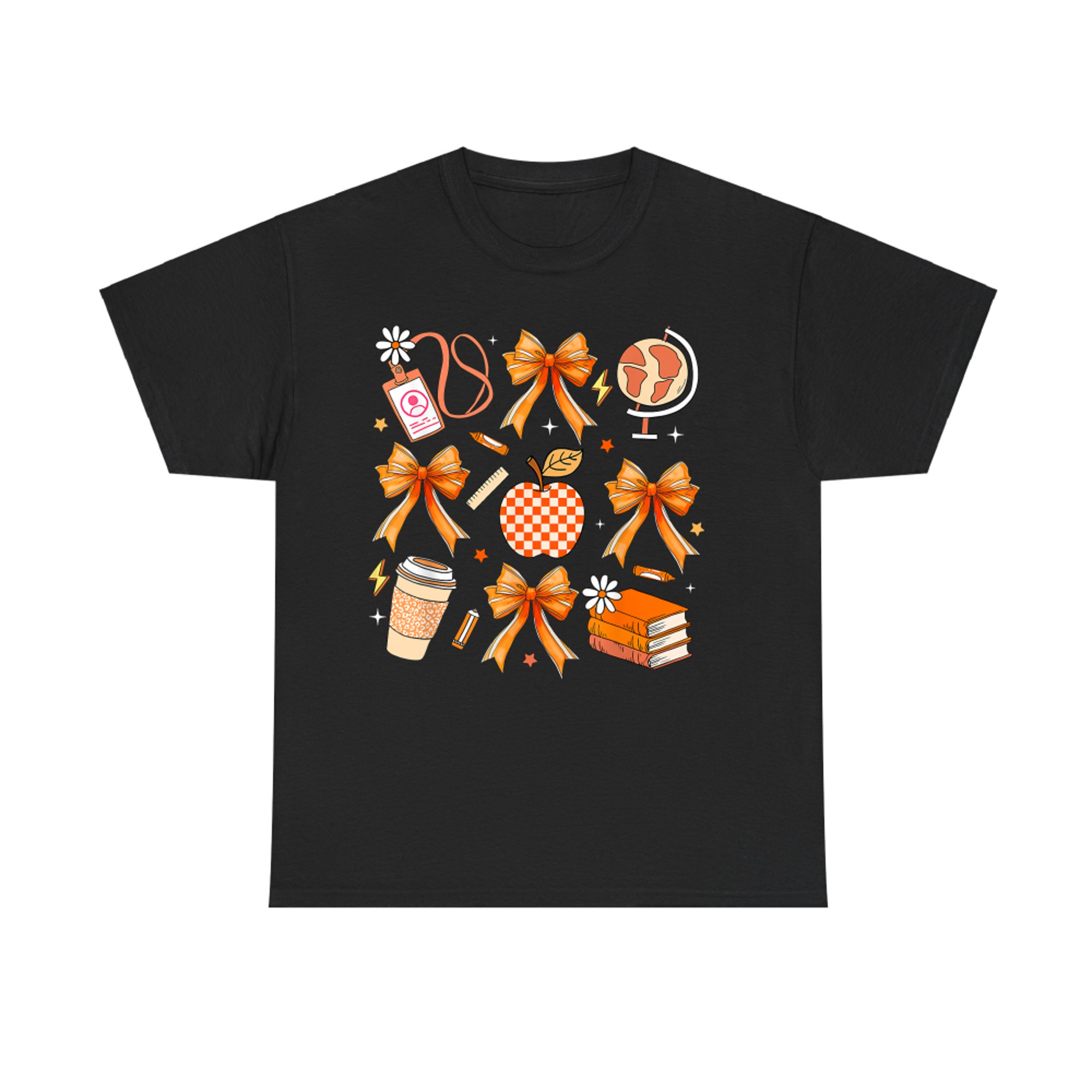 Retro Coquette Bow Teacher Fall Autumn Thanksgiving T-Shirt