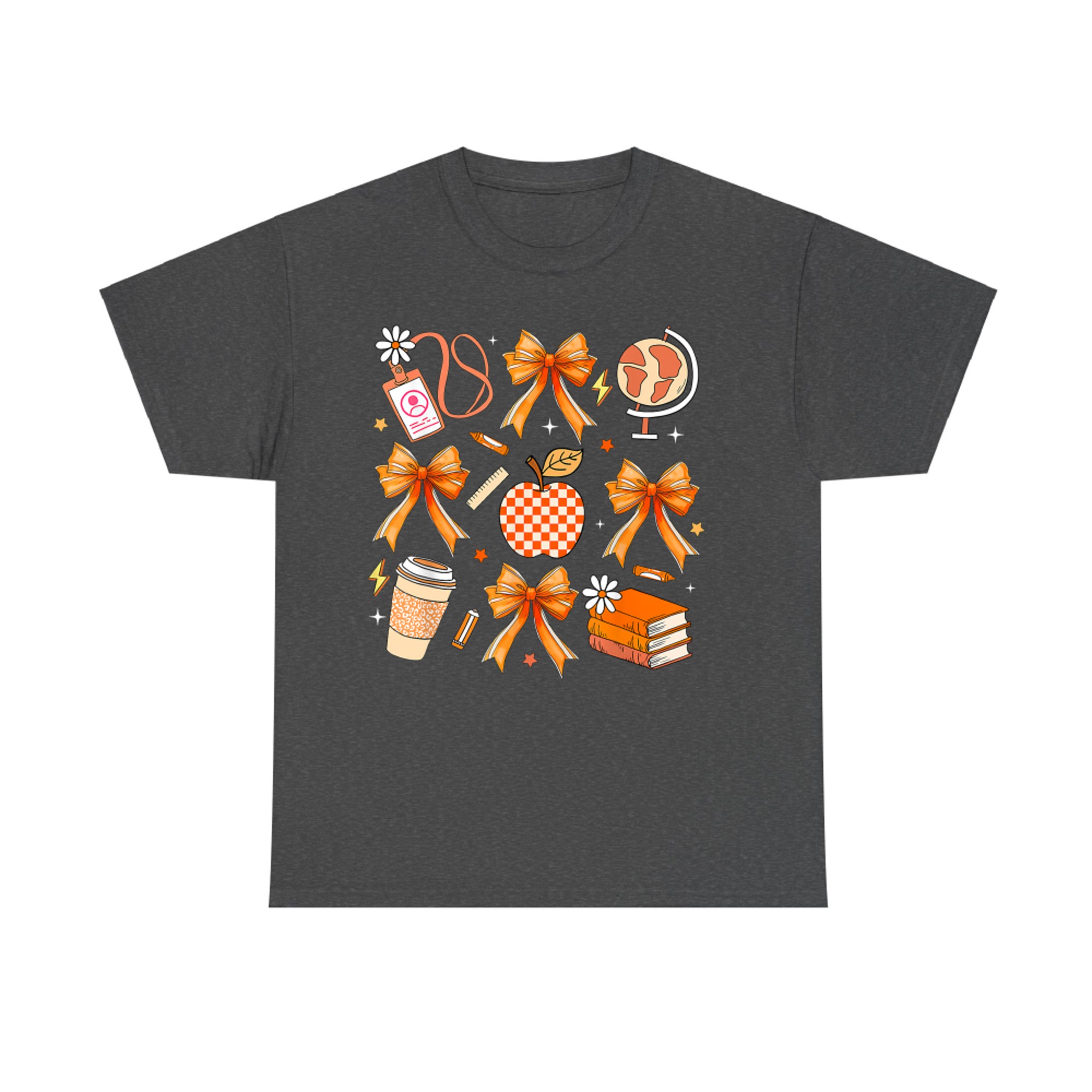 Retro Coquette Bow Teacher Fall Autumn Thanksgiving T-Shirt