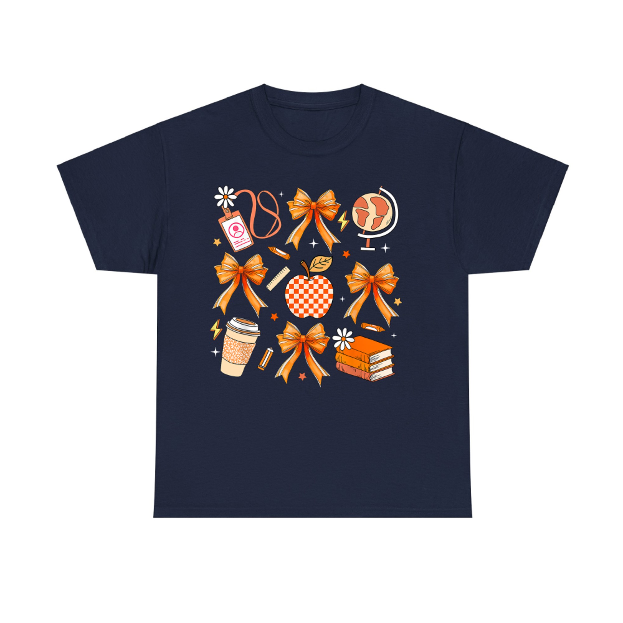 Retro Coquette Bow Teacher Fall Autumn Thanksgiving T-Shirt