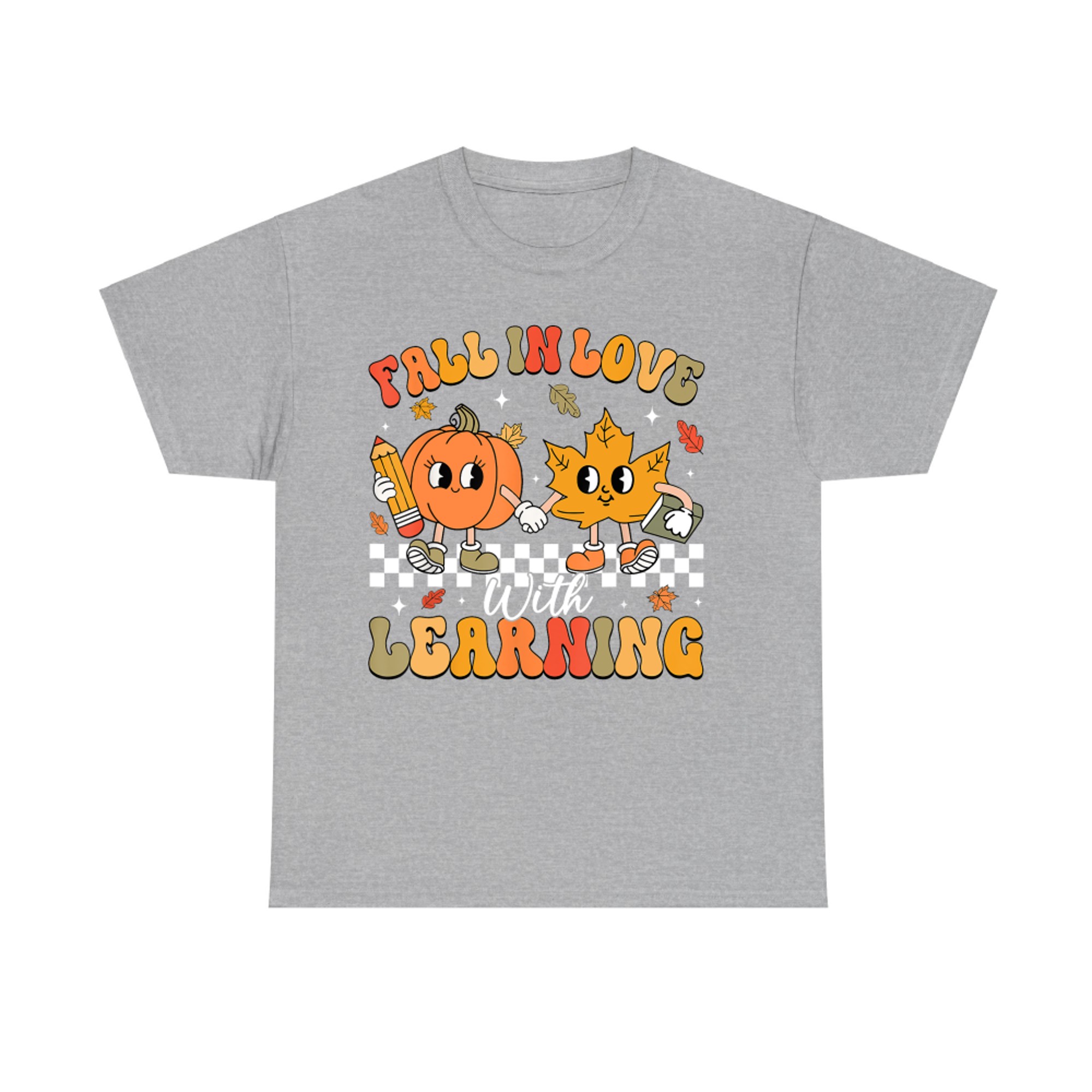 Retro Fall In Love With Learning Autumn Pumpkin Teacher T-Shirt