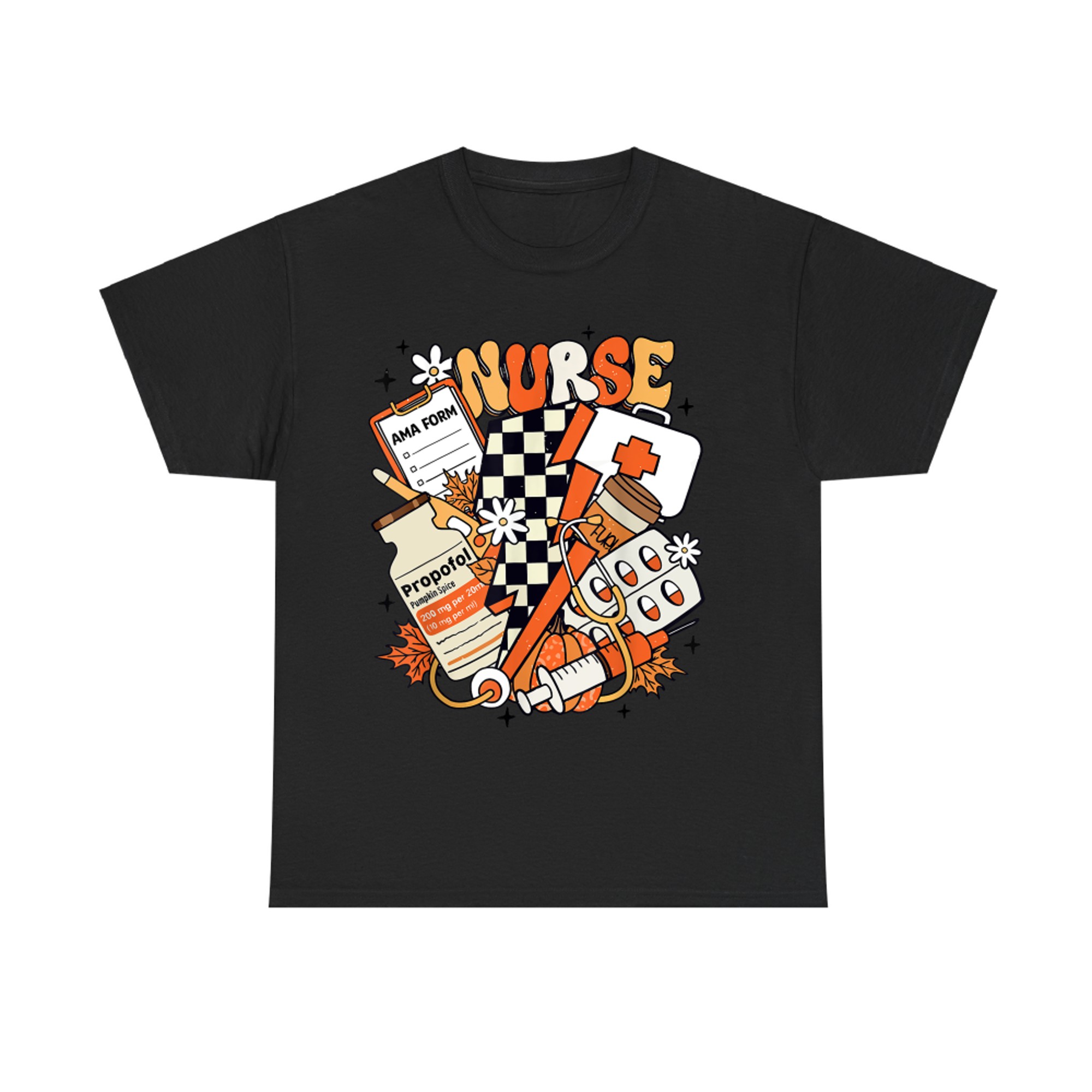 Retro Pumpkin Nurse Life Thanksgiving Fall Autumn Nurse T-Shirt