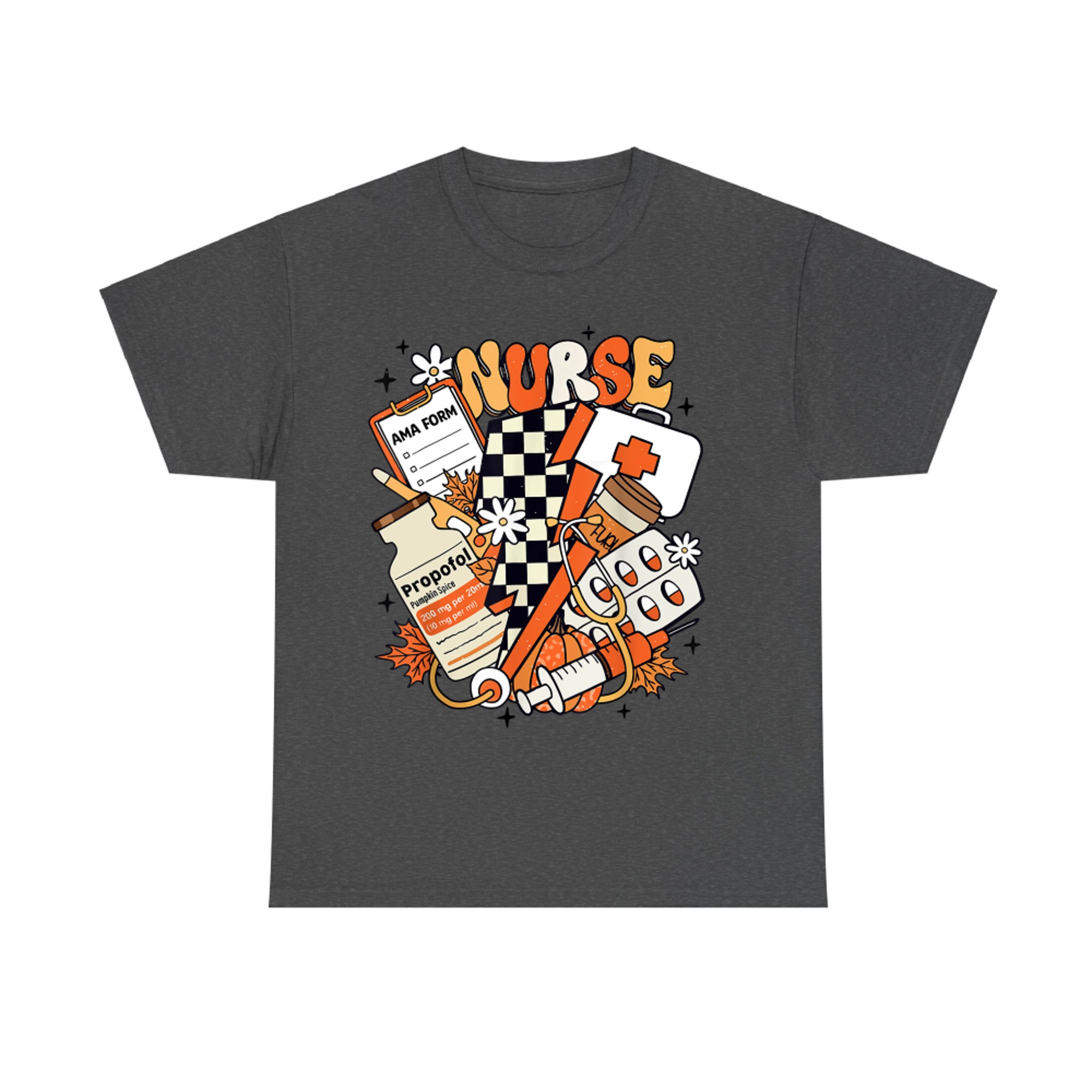 Retro Pumpkin Nurse Life Thanksgiving Fall Autumn Nurse T-Shirt