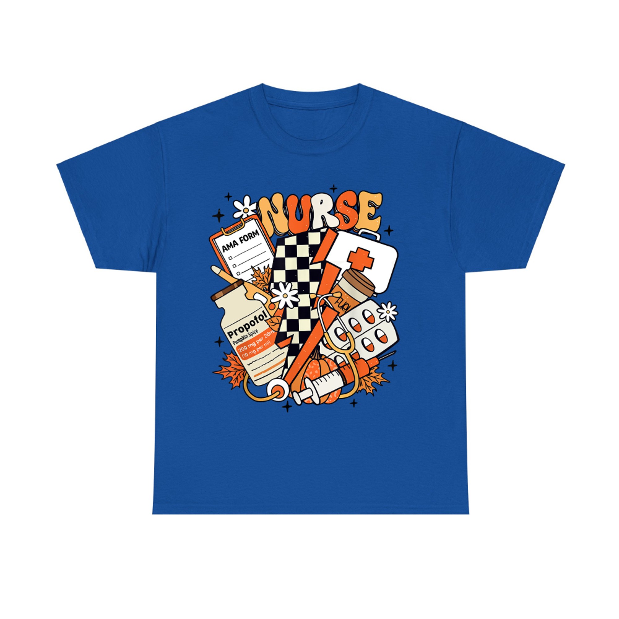 Retro Pumpkin Nurse Life Thanksgiving Fall Autumn Nurse T-Shirt
