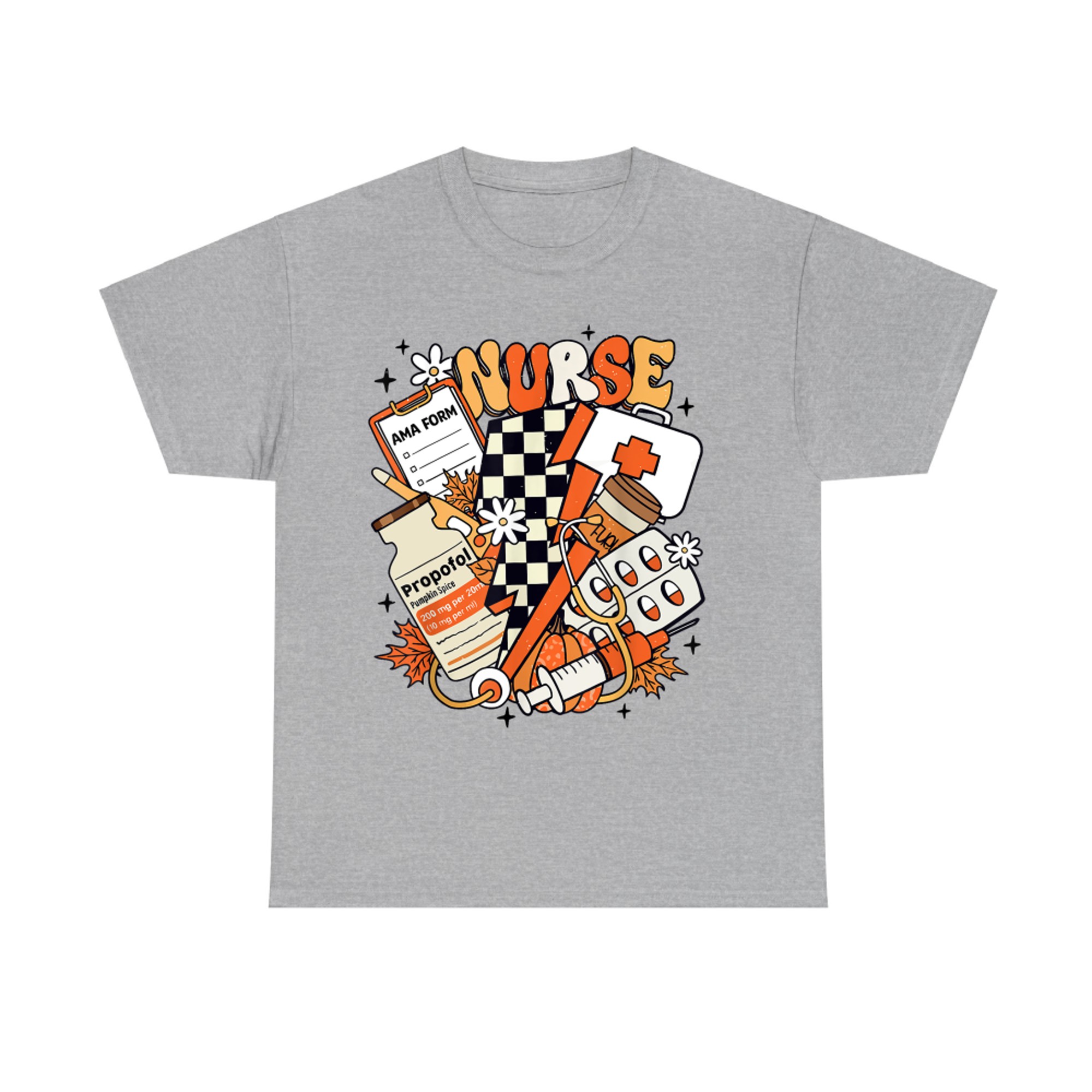 Retro Pumpkin Nurse Life Thanksgiving Fall Autumn Nurse T-Shirt