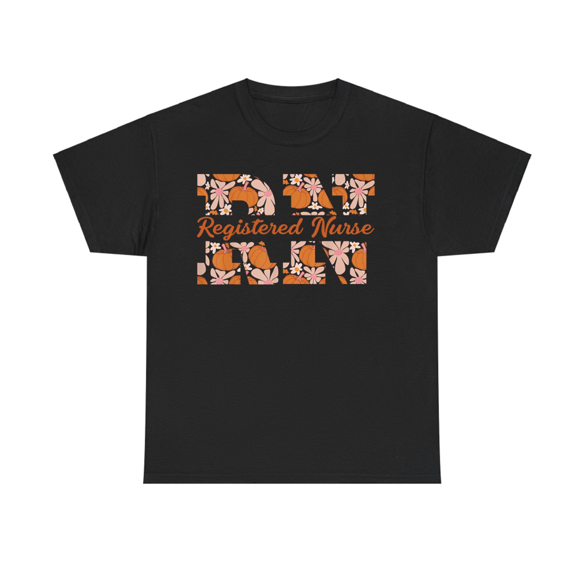 Retro RN Registered Nurse Pumpkins Daisy Flower Fall Autumn T-Shirt