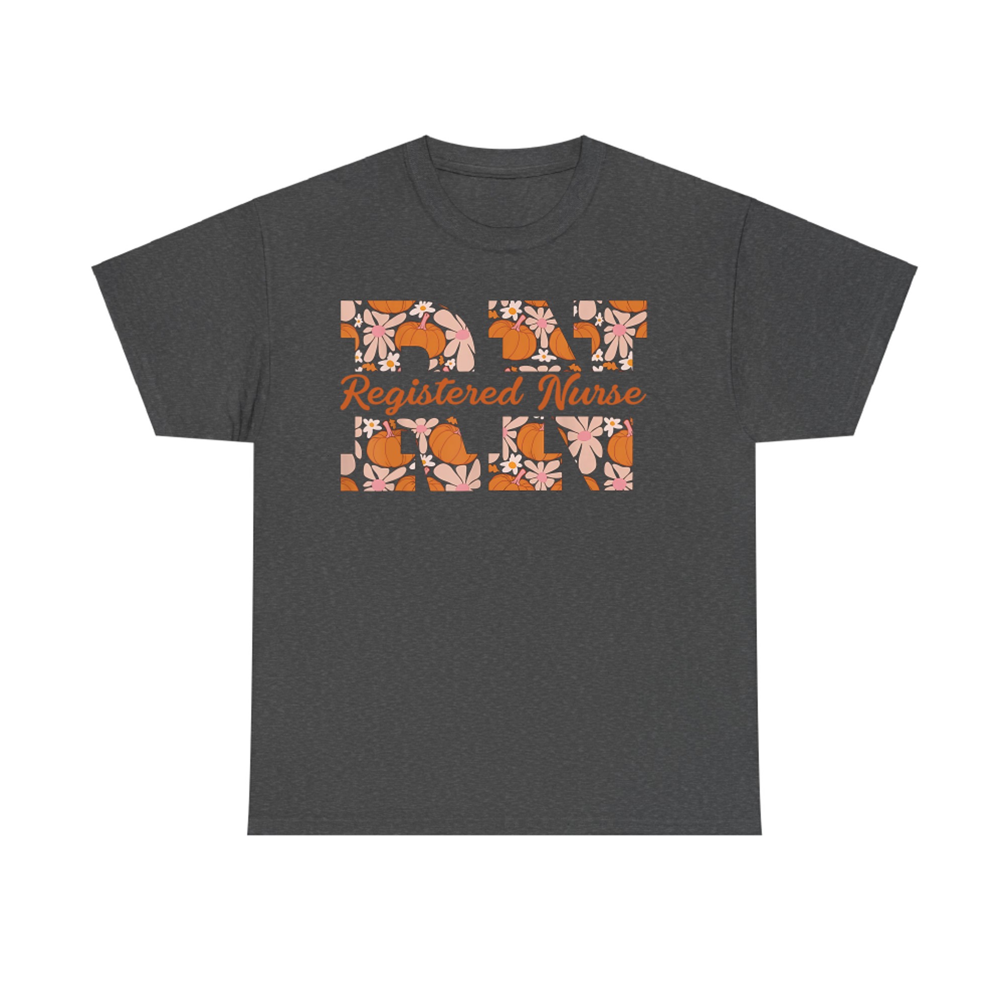 Retro RN Registered Nurse Pumpkins Daisy Flower Fall Autumn T-Shirt