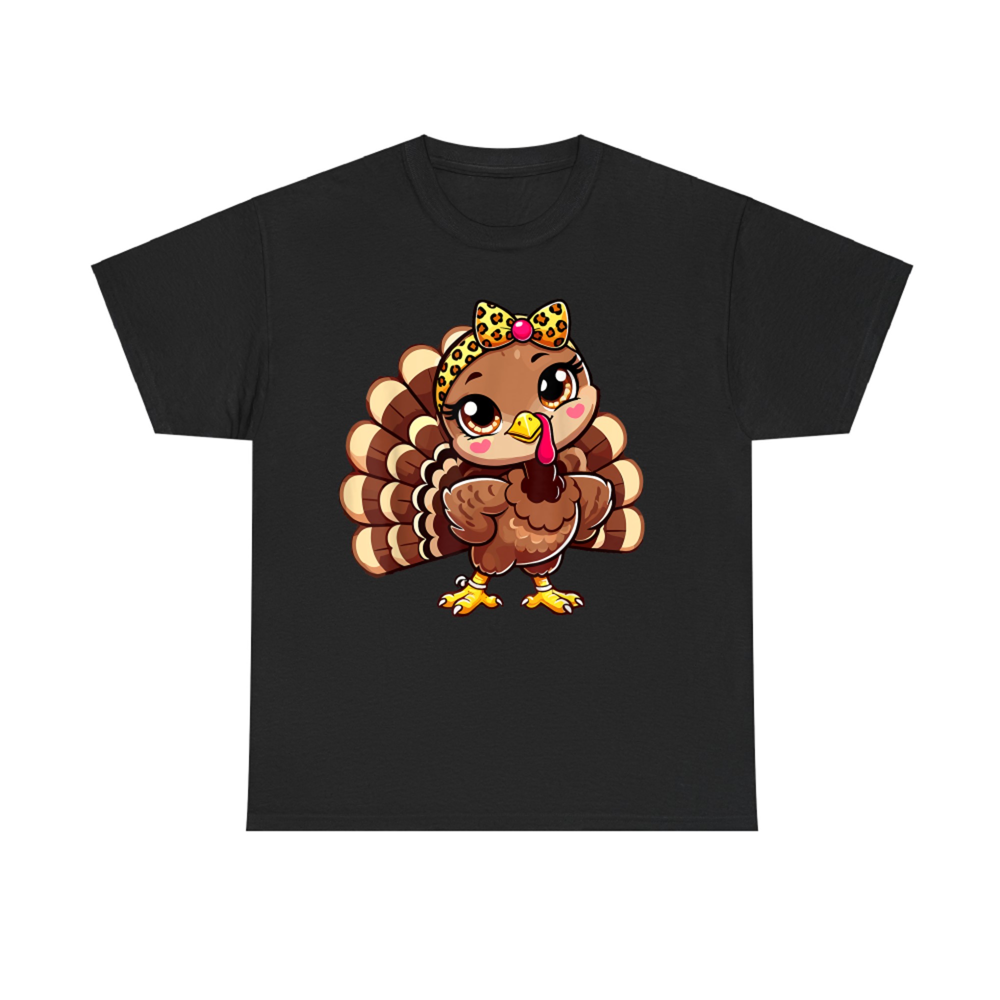Cute Thanksgiving Turkey Girl Leopard Autumn T-Shirt