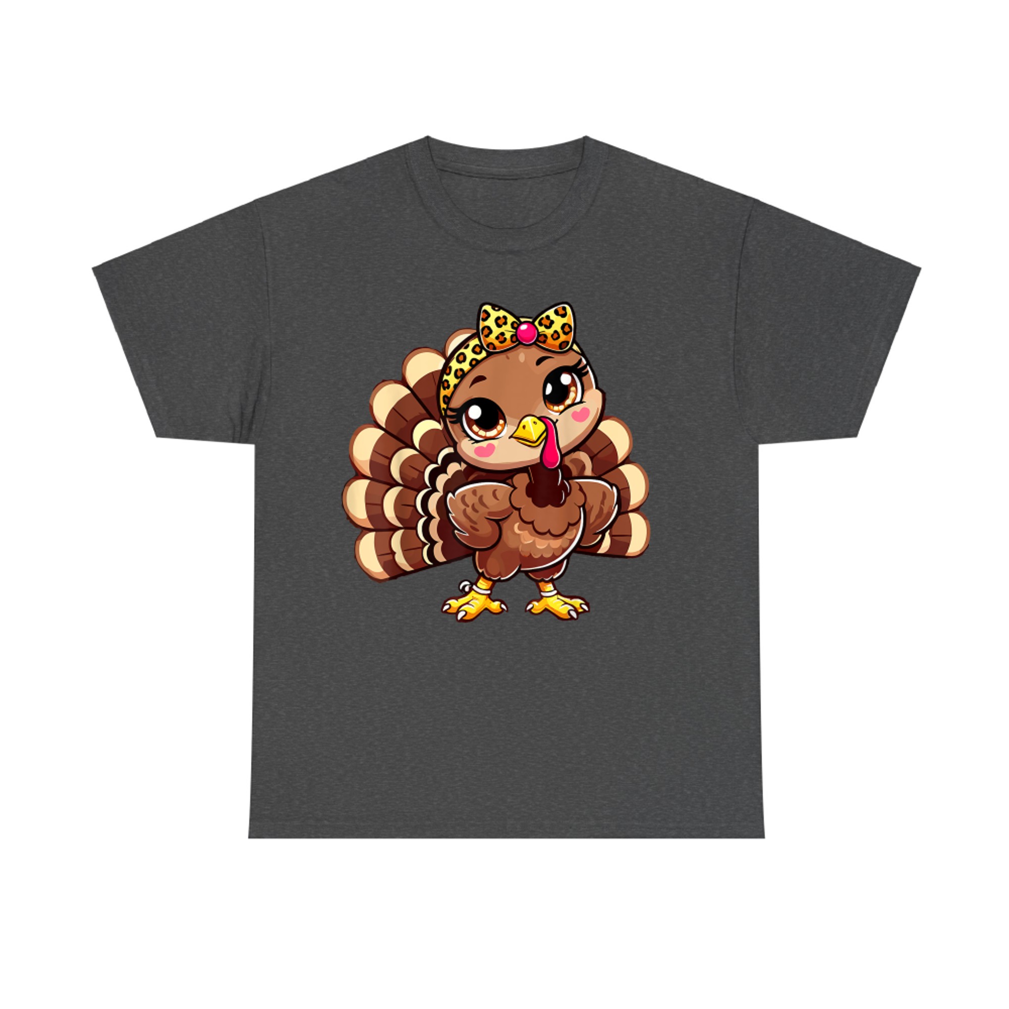 Cute Thanksgiving Turkey Girl Leopard Autumn T-Shirt