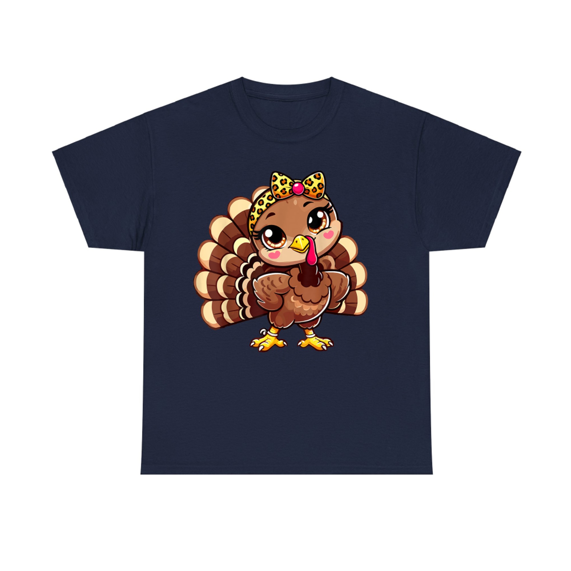 Cute Thanksgiving Turkey Girl Leopard Autumn T-Shirt