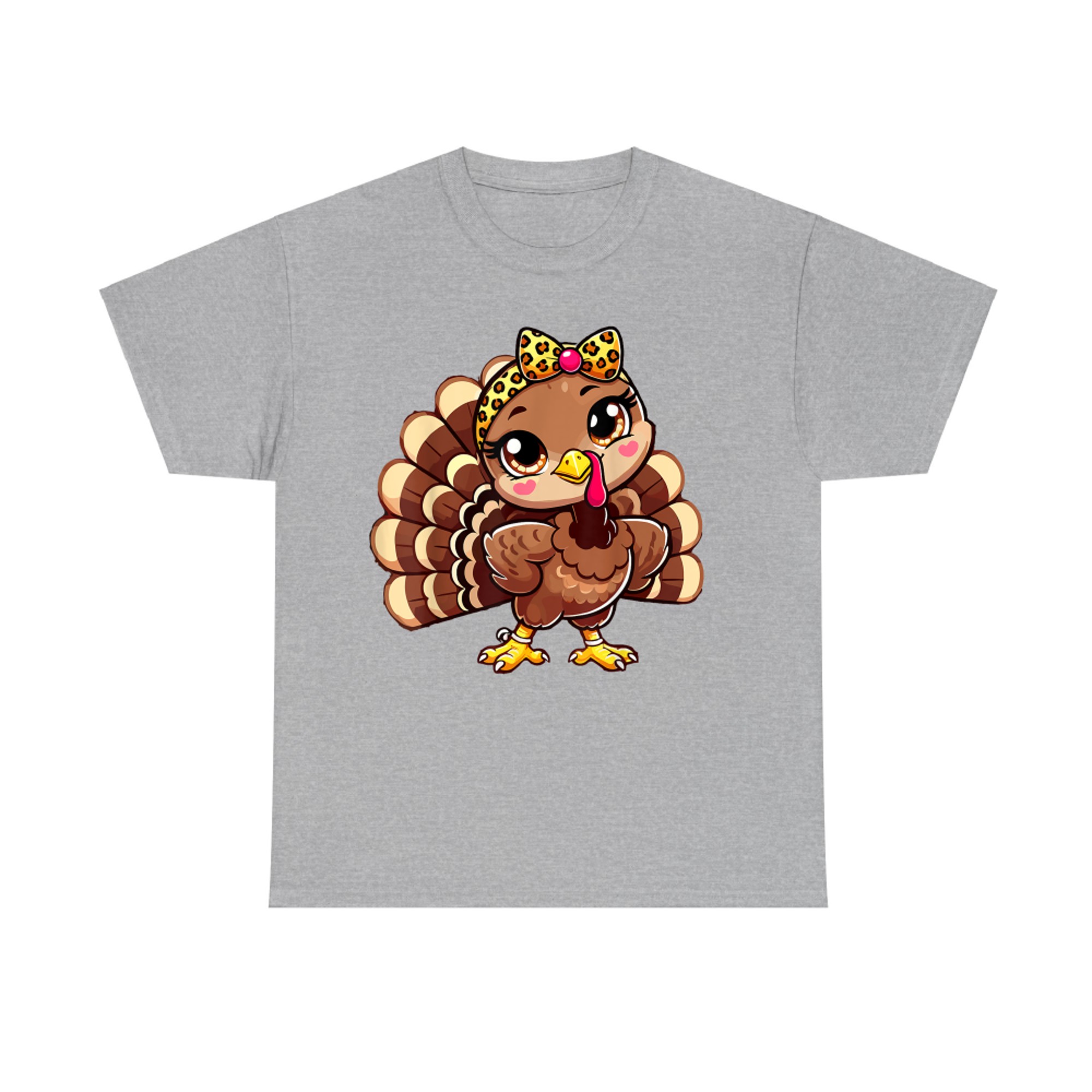 Cute Thanksgiving Turkey Girl Leopard Autumn T-Shirt
