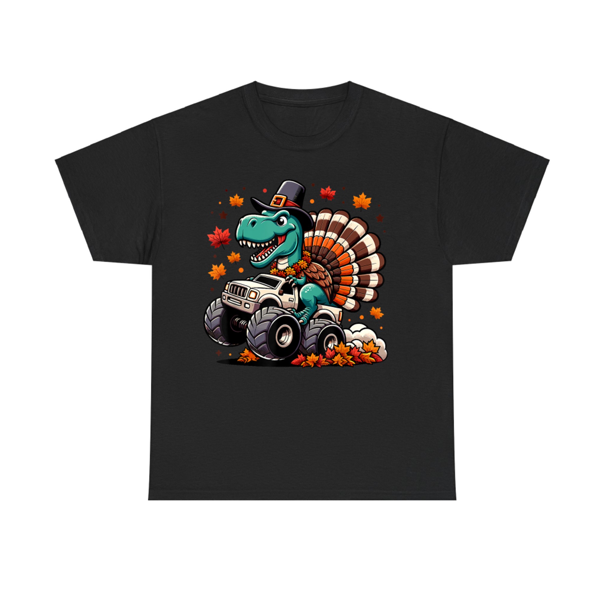Funny Thanksgiving Dinosaur Monster Truck Turkey Costume T-Shirt