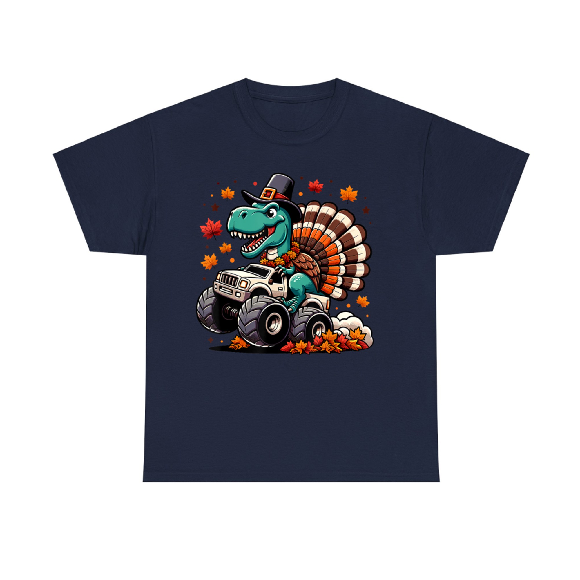 Funny Thanksgiving Dinosaur Monster Truck Turkey Costume T-Shirt
