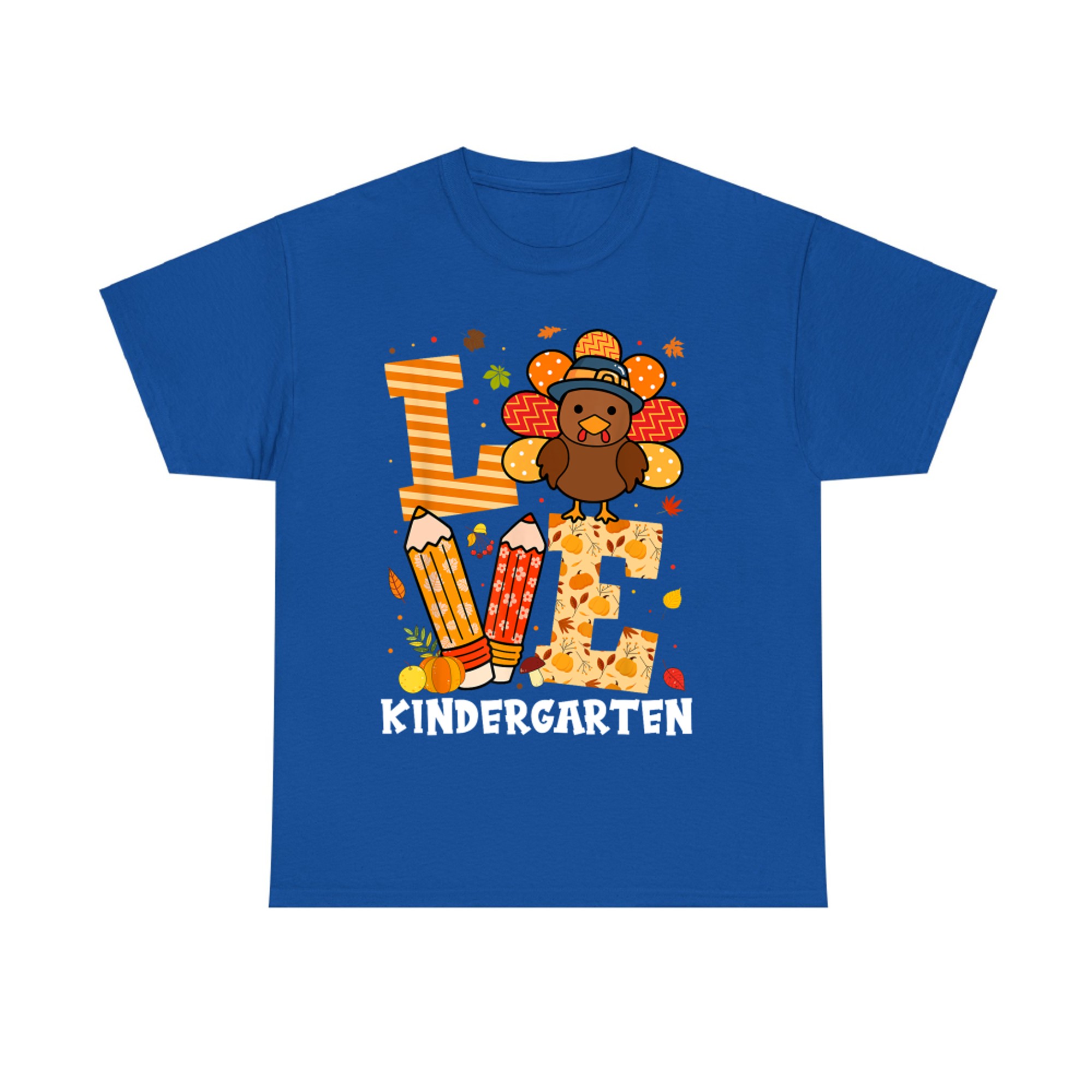 Love Kindergarten Thanksgiving Teacher Turkey Autumn Fall T-Shirt